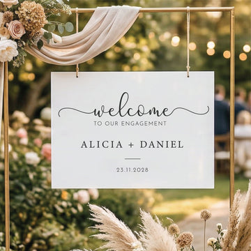 Printed Wedding Welcome sign | White Landscape