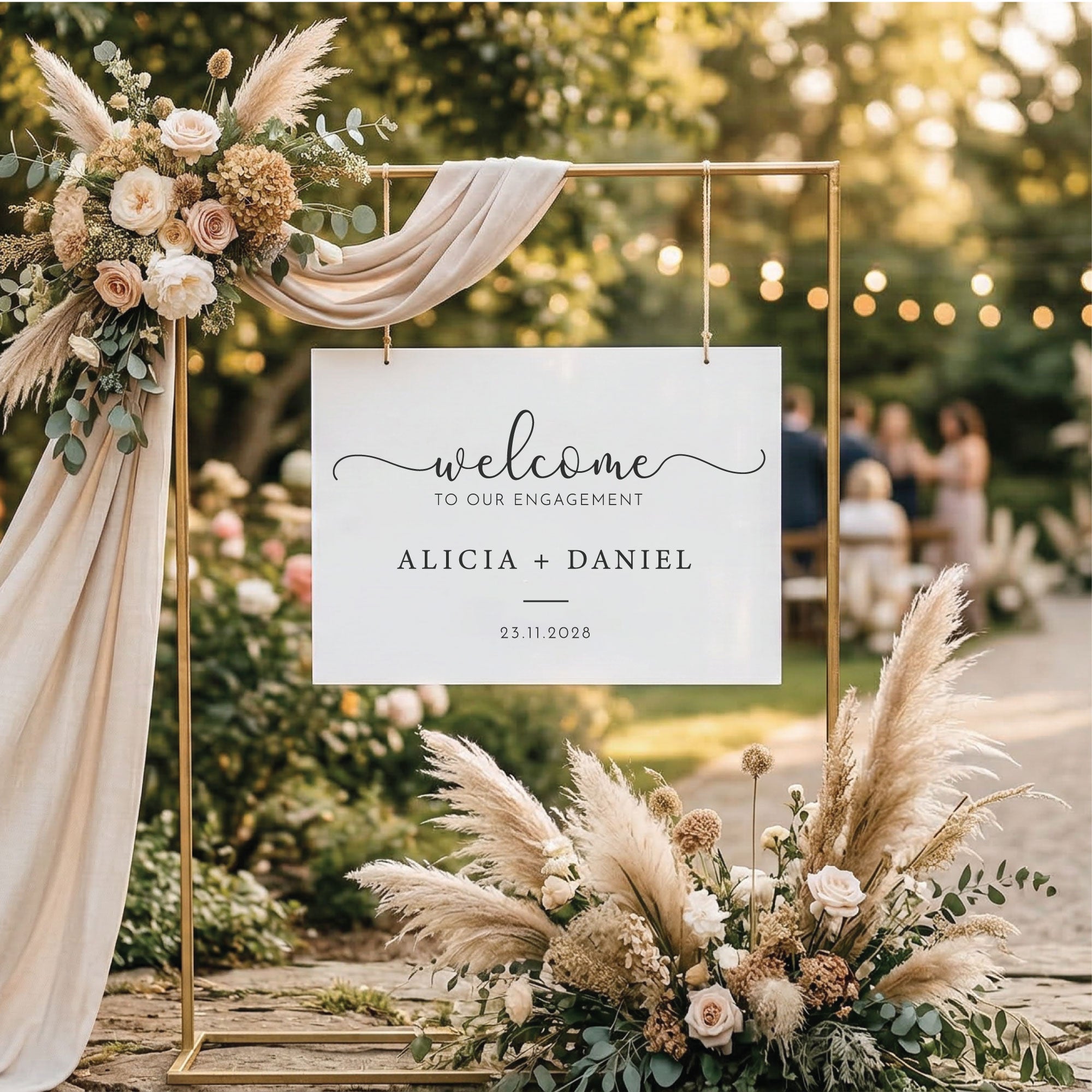 Printed Wedding Welcome sign | White Landscape