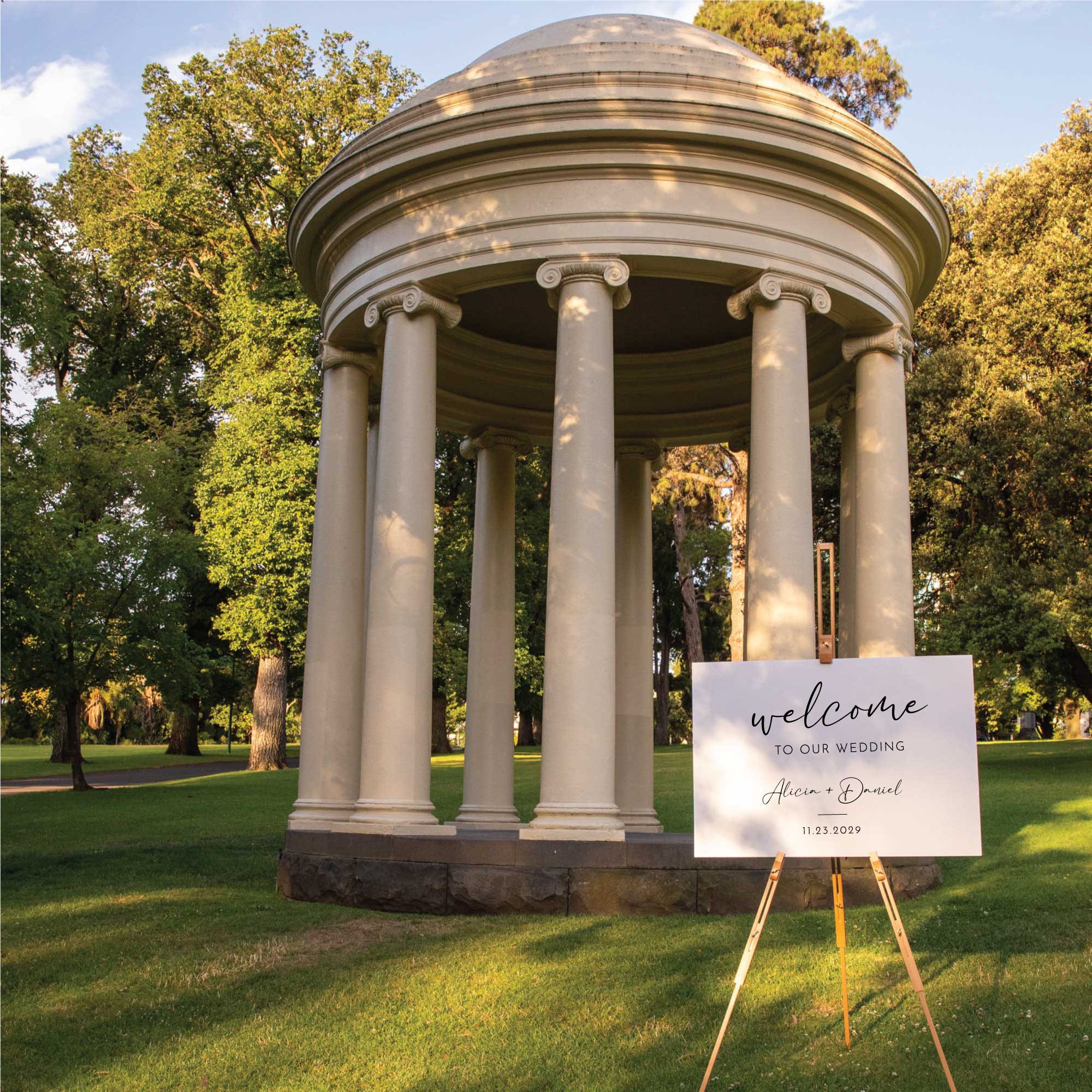 Printed Wedding Welcome sign | White Landscape