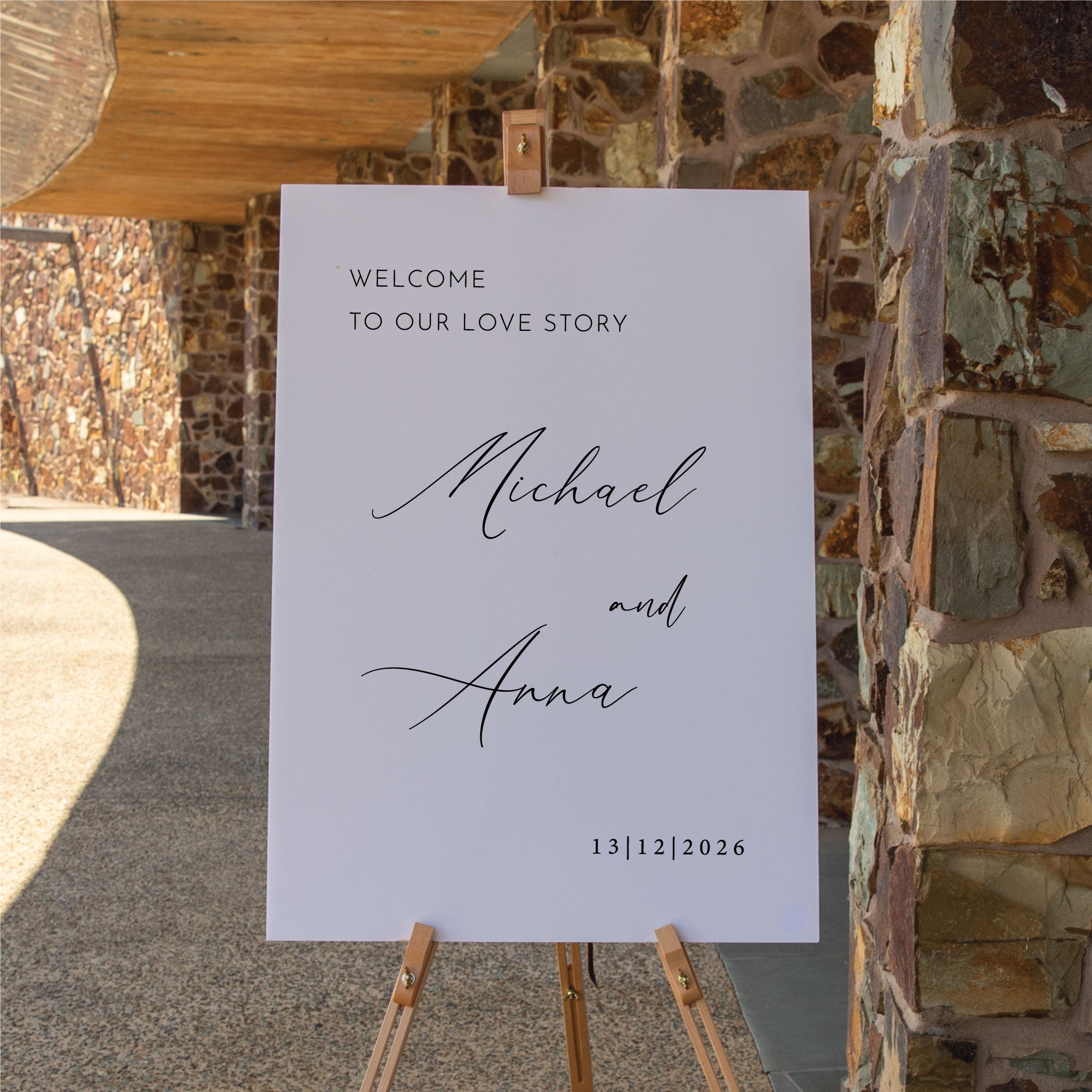 Custom printed engagement sign foam board, Personalised Wedding Welcome sign in White