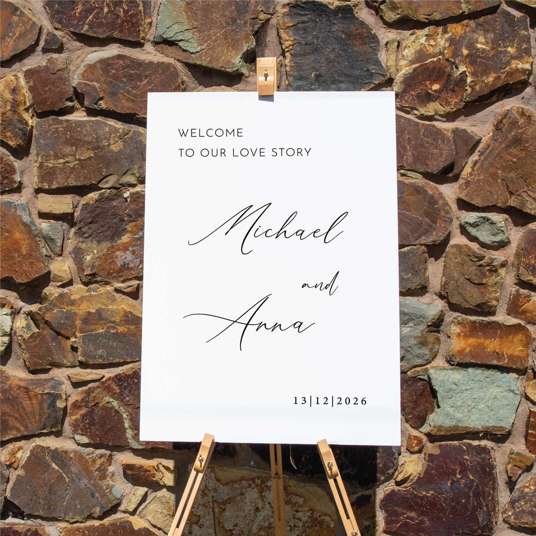 Custom printed engagement sign foam board, Personalised Wedding Welcome sign in White