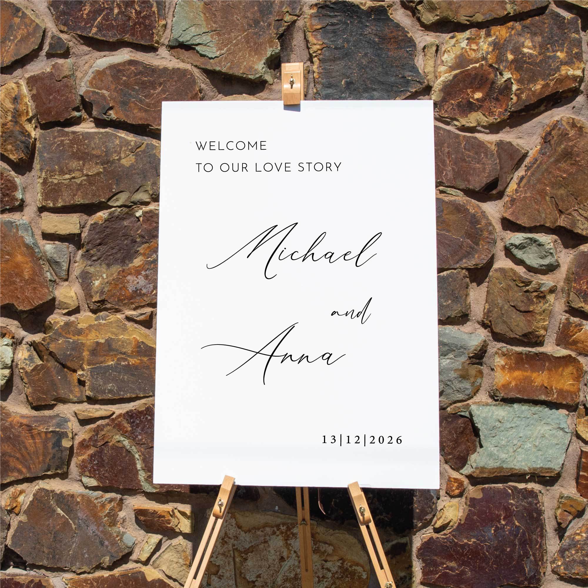 Custom printed engagement sign foam board, Personalised Wedding Welcome sign in White