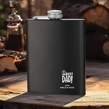 Personalized Stainless Steel Flask – Laser Engraved Gift for Dad