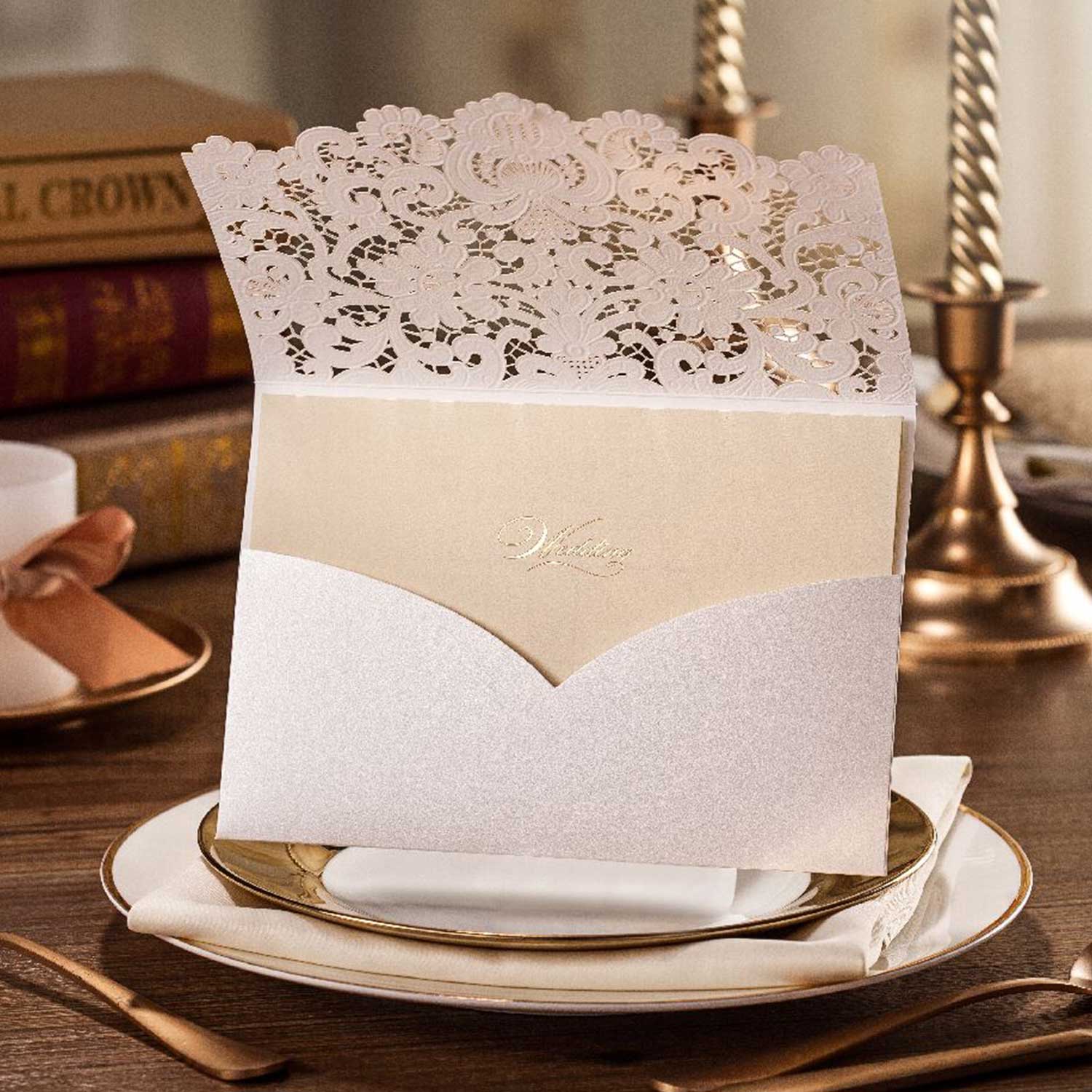 personalised laser cut wedding invitation with envelope