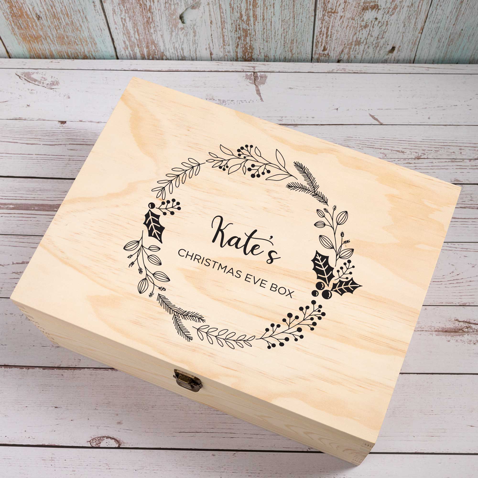 Personalised Christmas Eve box, New Year gift Wooden Keepsake box