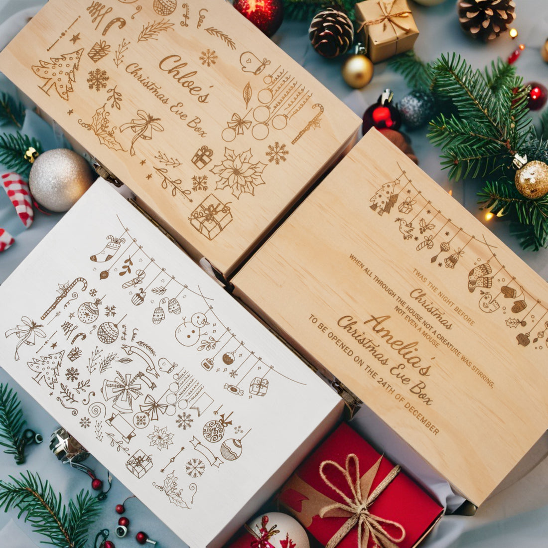Personalised Wooden Christmas Eve box, Keepsake box