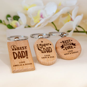 Personalised Wooden Keyring – Father’s Day Gift Keychain, Custom message included