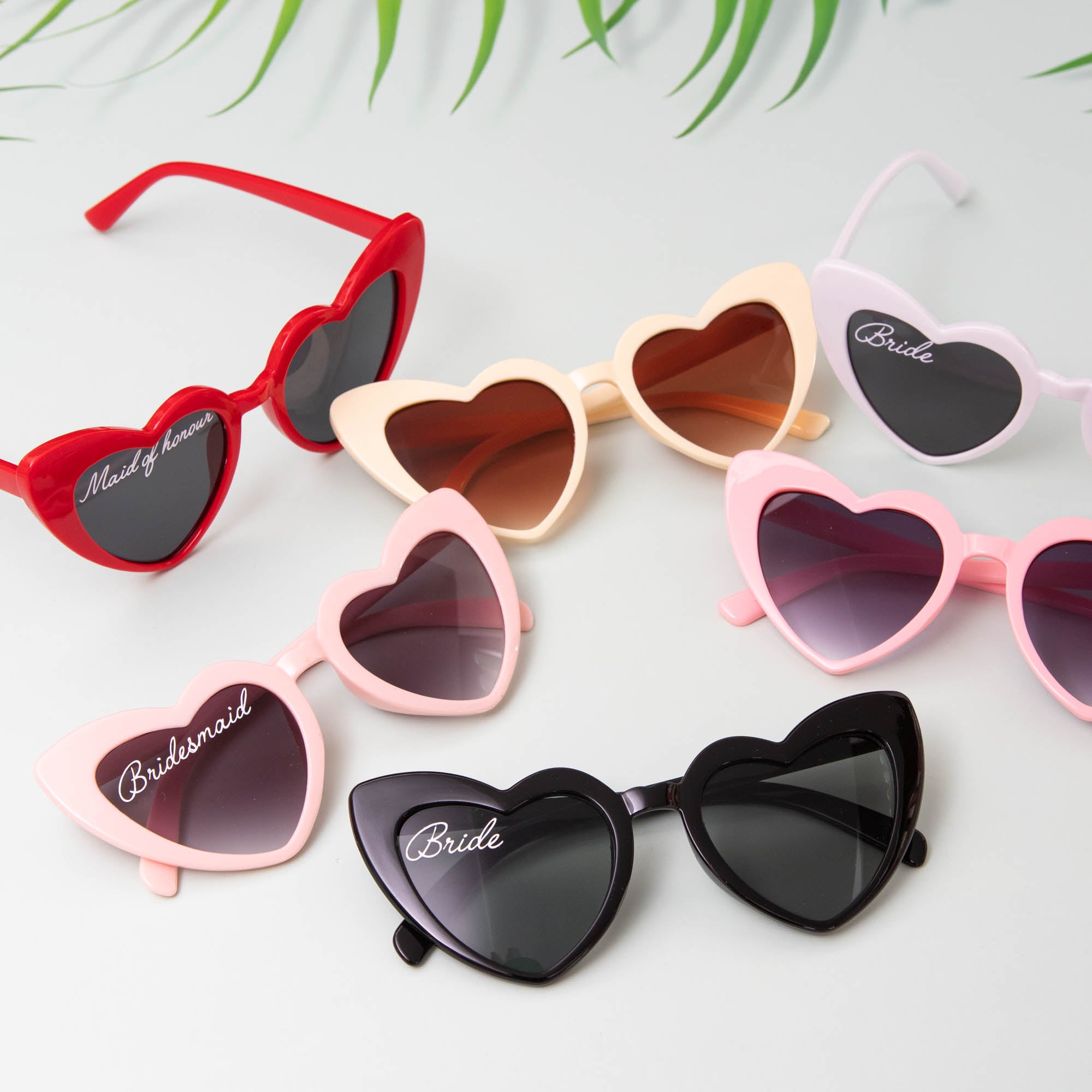Personalised heart shaped sunglasses, Bridesmaid gift and wedding party