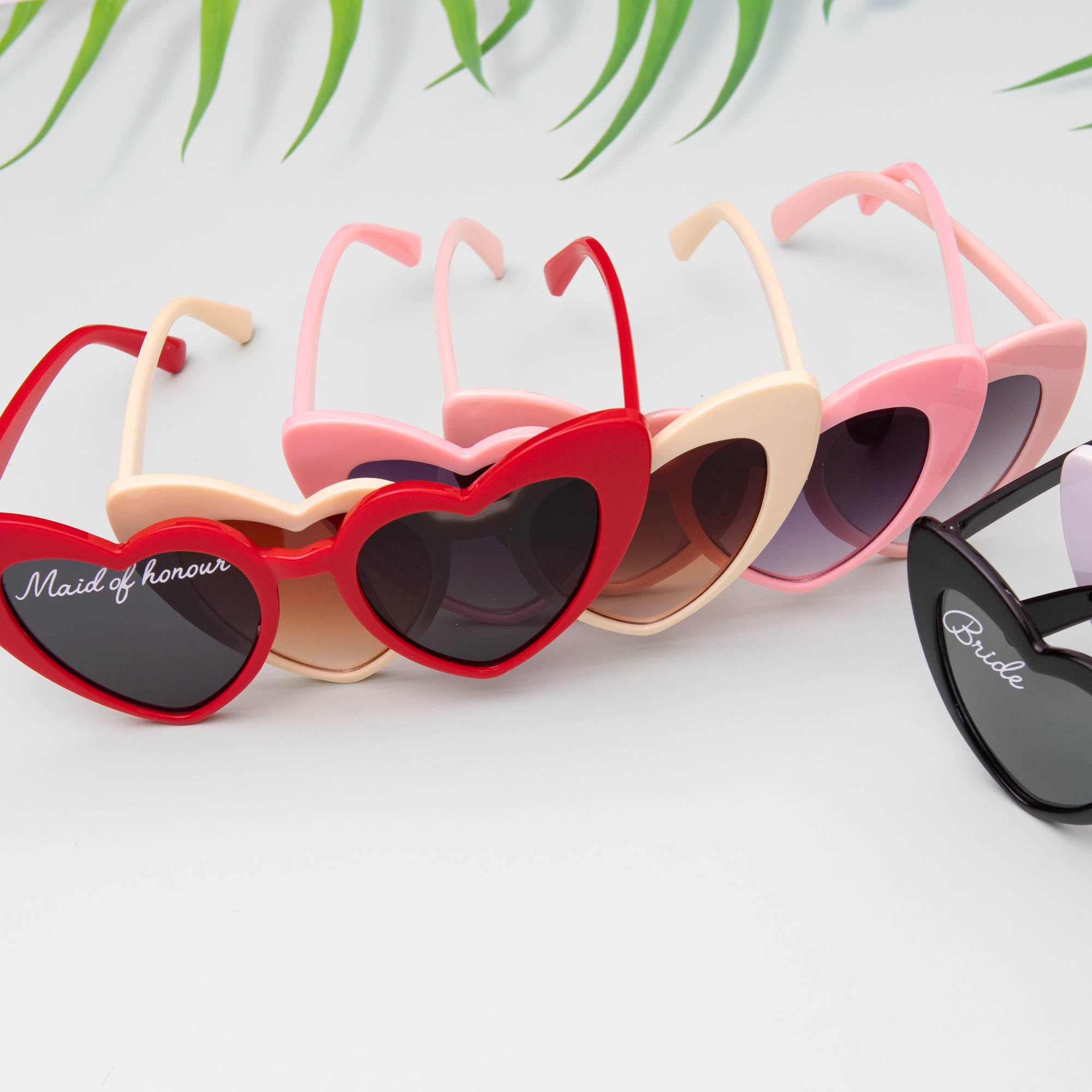 Personalised heart shaped sunglasses, Bridesmaid gift and wedding party