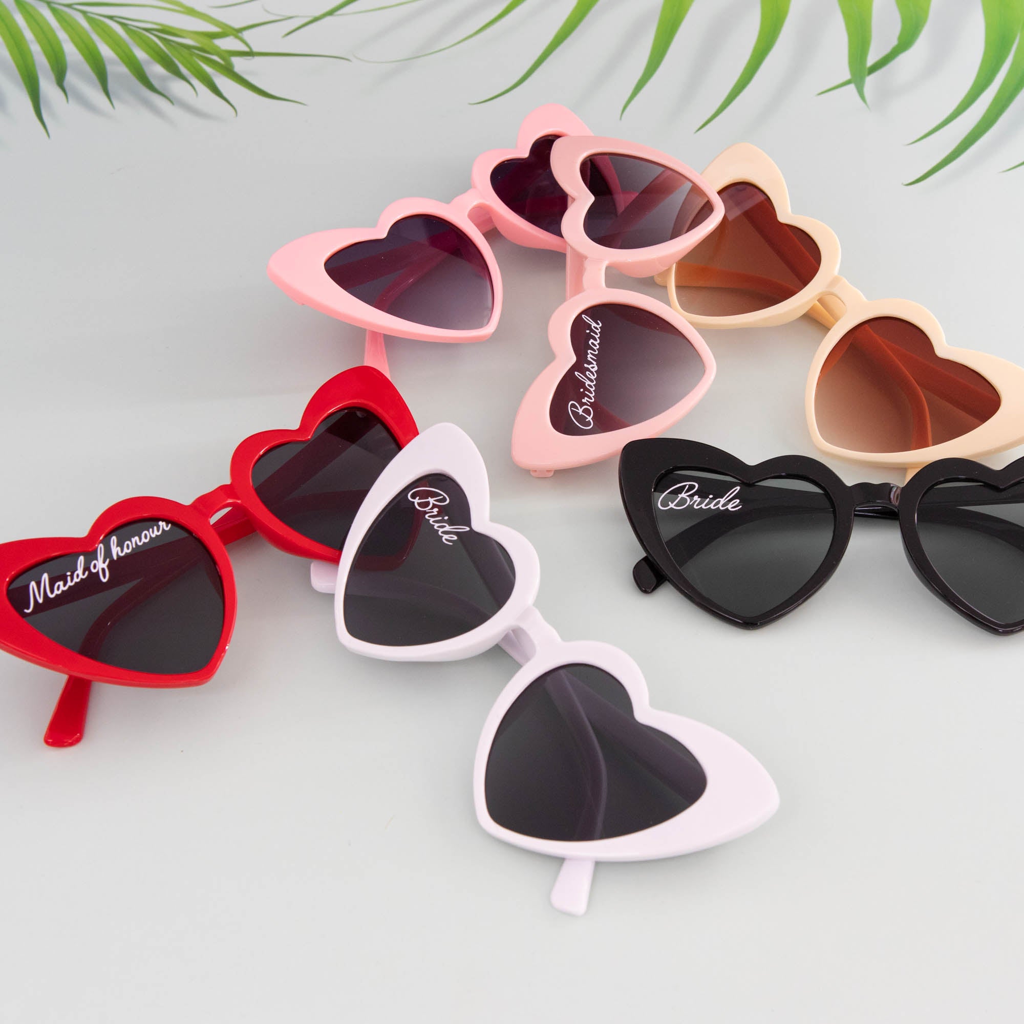 Personalised heart shaped sunglasses, Bridesmaid gift and wedding party