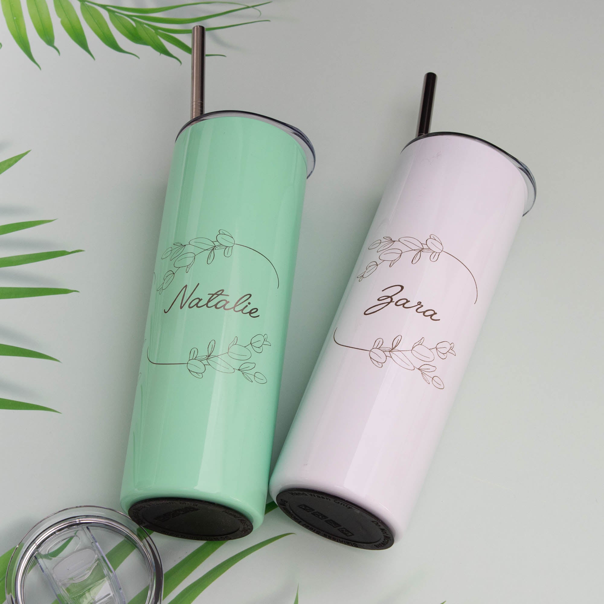 Skinny Tumbler, Personalised gift for Bridesmaid and Birthday, Customised presents for her, Water Bottle with straw, Bridal Party Gift