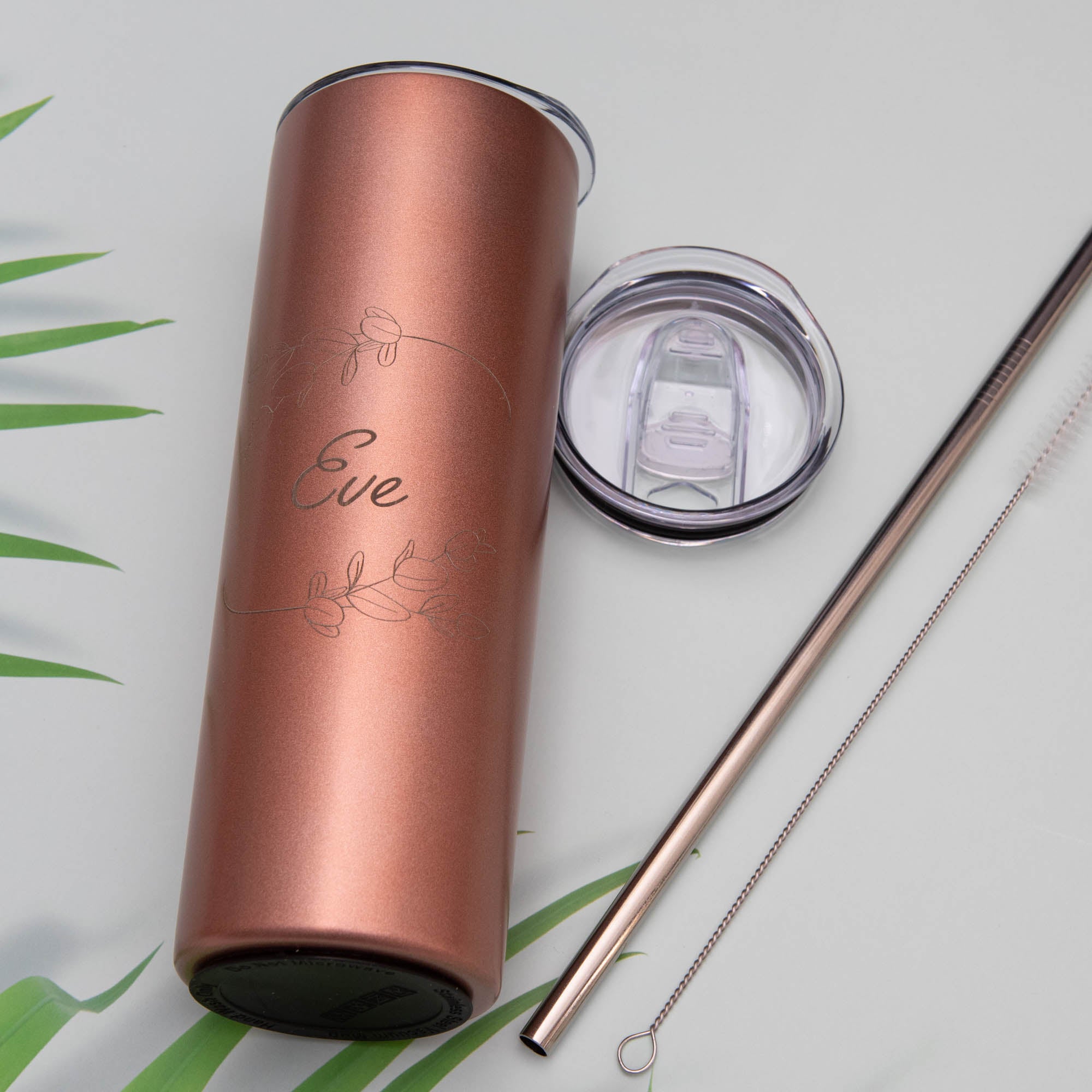 Skinny Tumbler, Personalised gift for Bridesmaid and Birthday, Customised presents for her, Water Bottle with straw, Bridal Party Gift