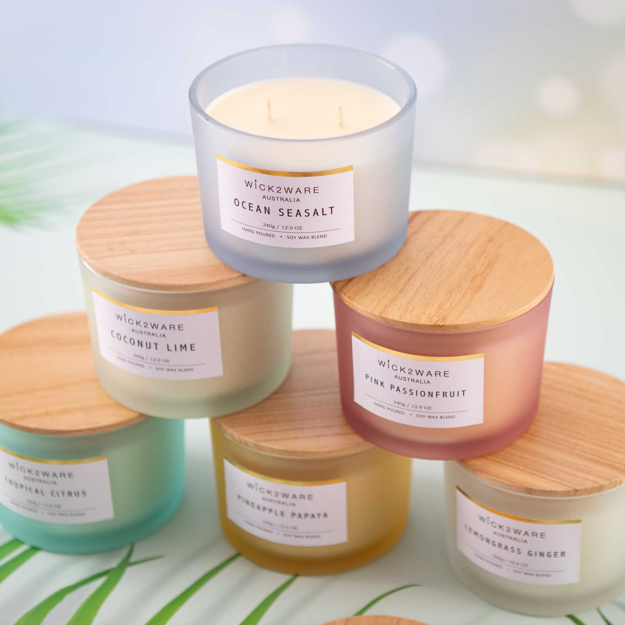 Personalised soy candle with wooden lid Custom Christmas and new year gift