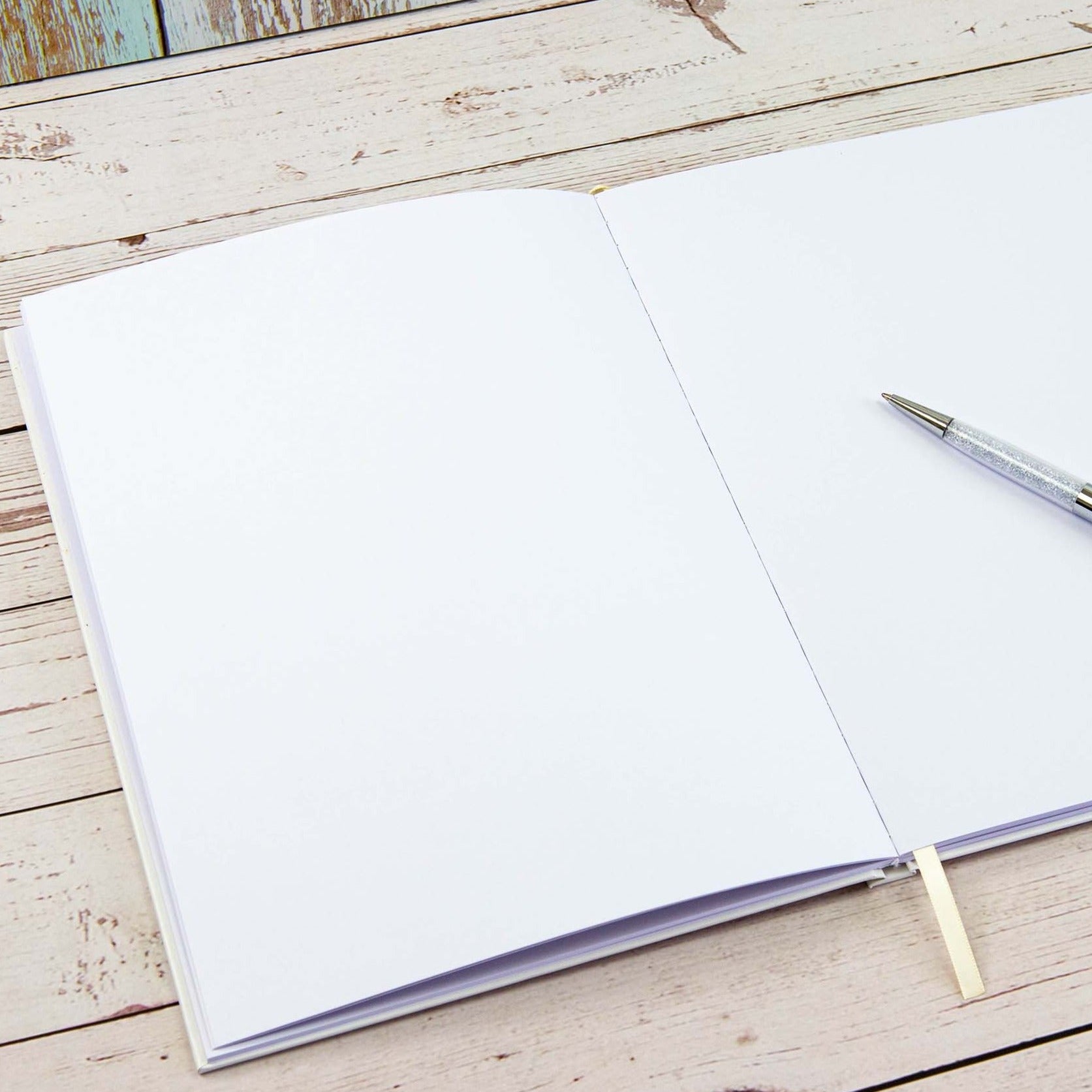 Personalised Wedding Guest Book, Gold Texts Portrait