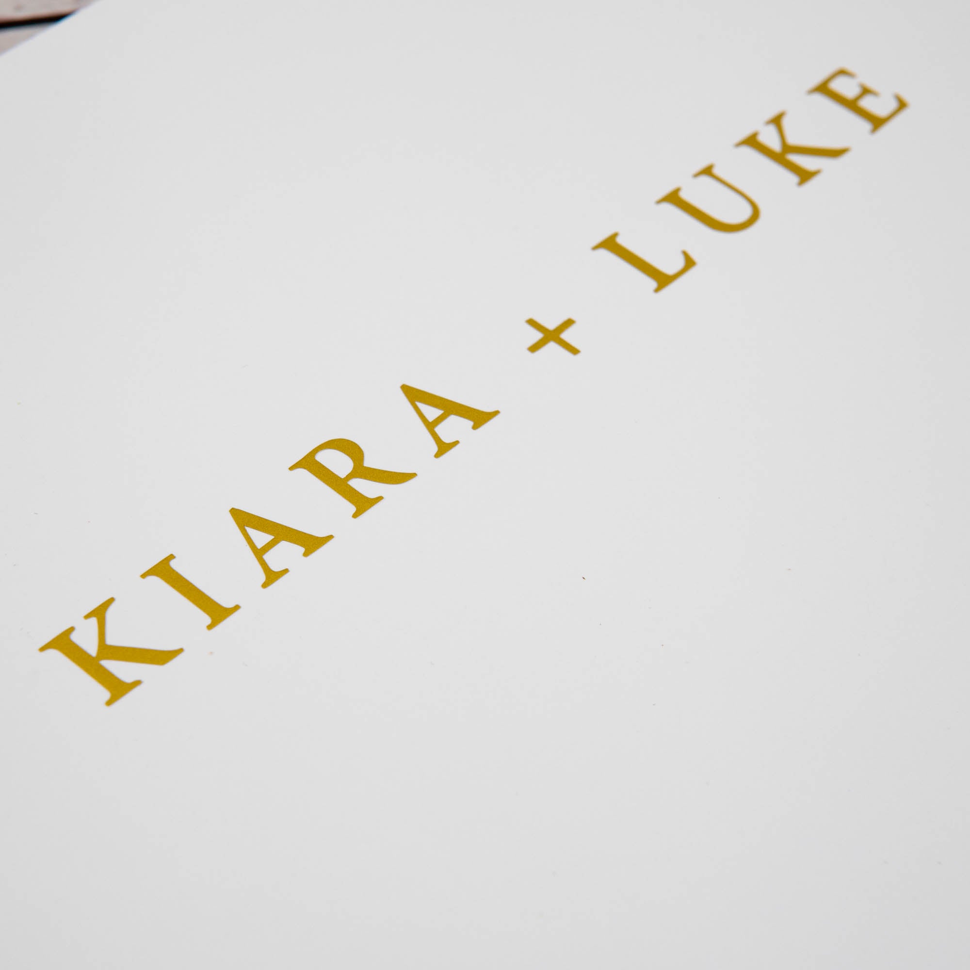 Personalised Wedding Guest Book, Gold Texts in White Hard Cover