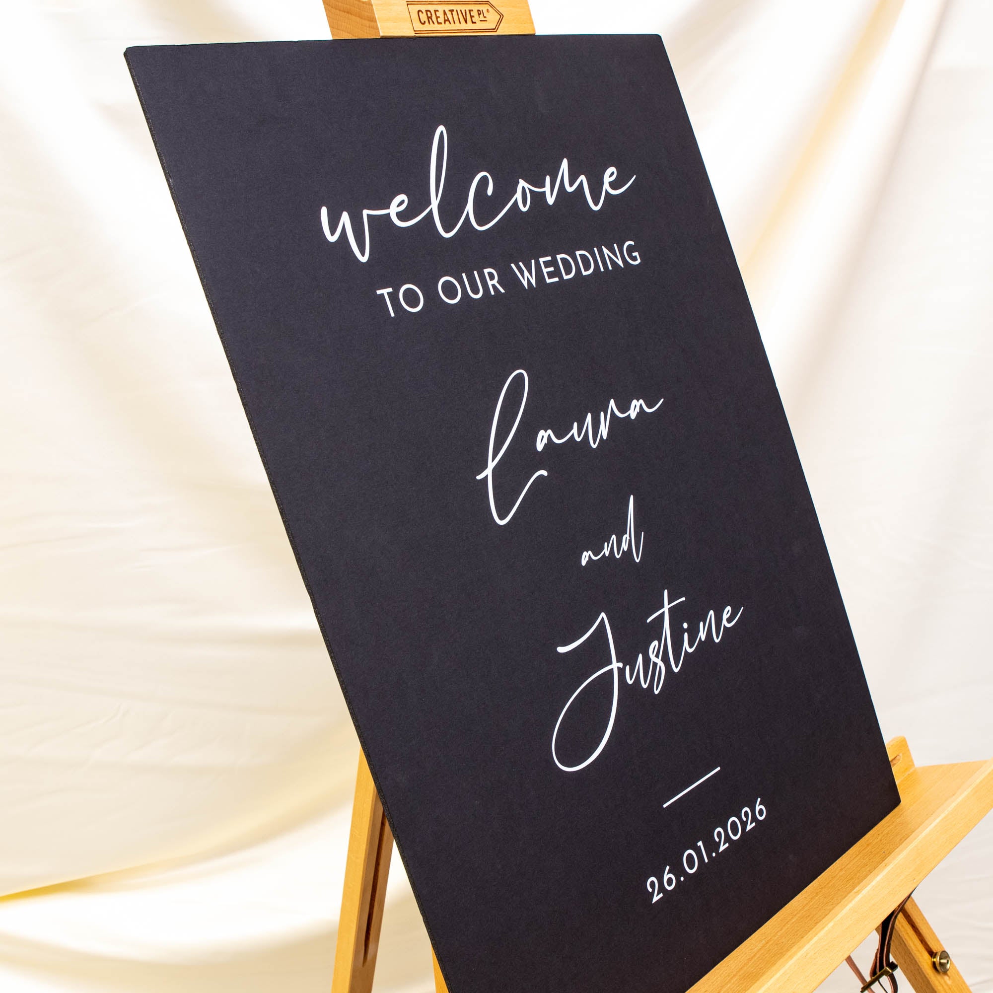 Printed Wedding Welcome sign | Black Portrait