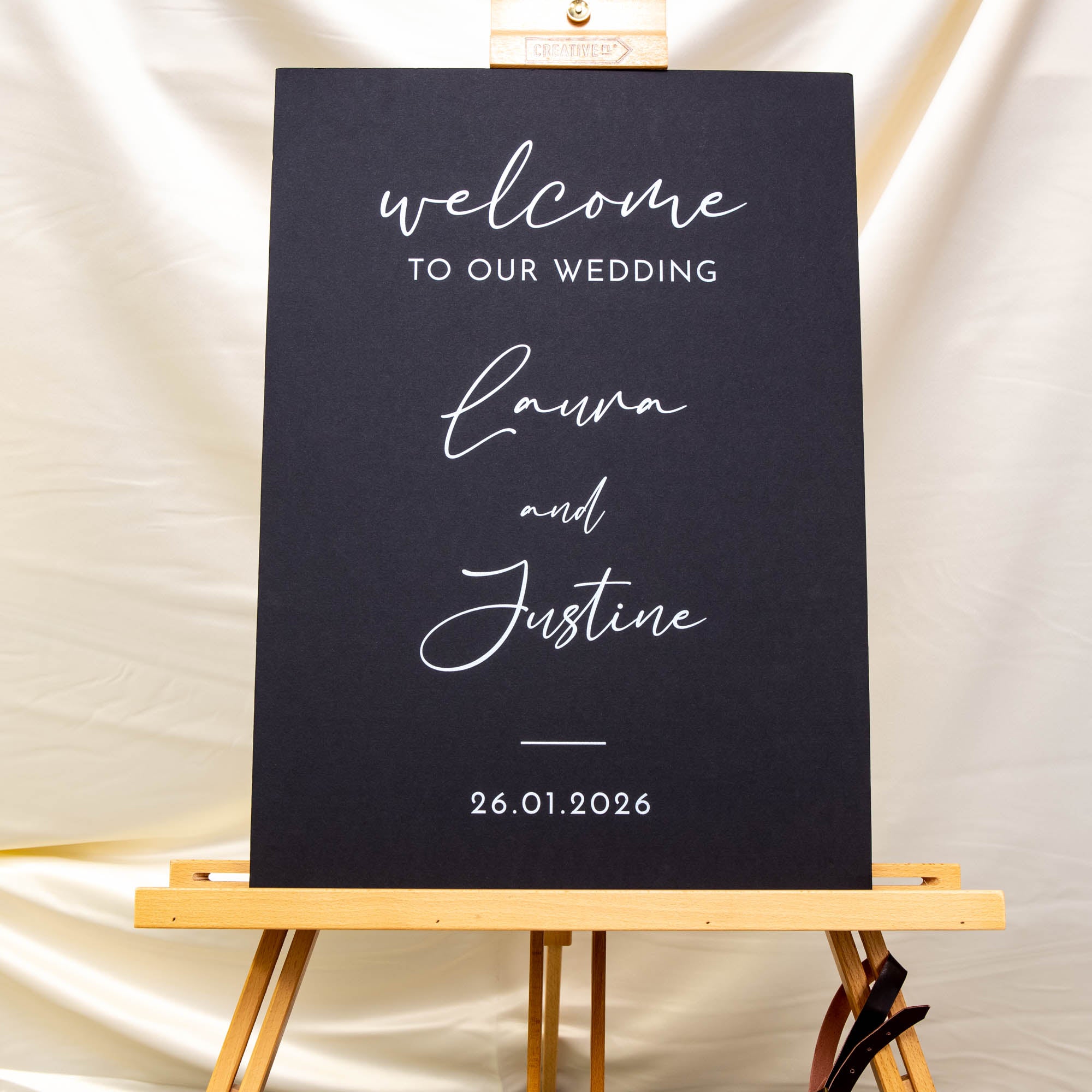 Printed Wedding Welcome sign | Black Portrait
