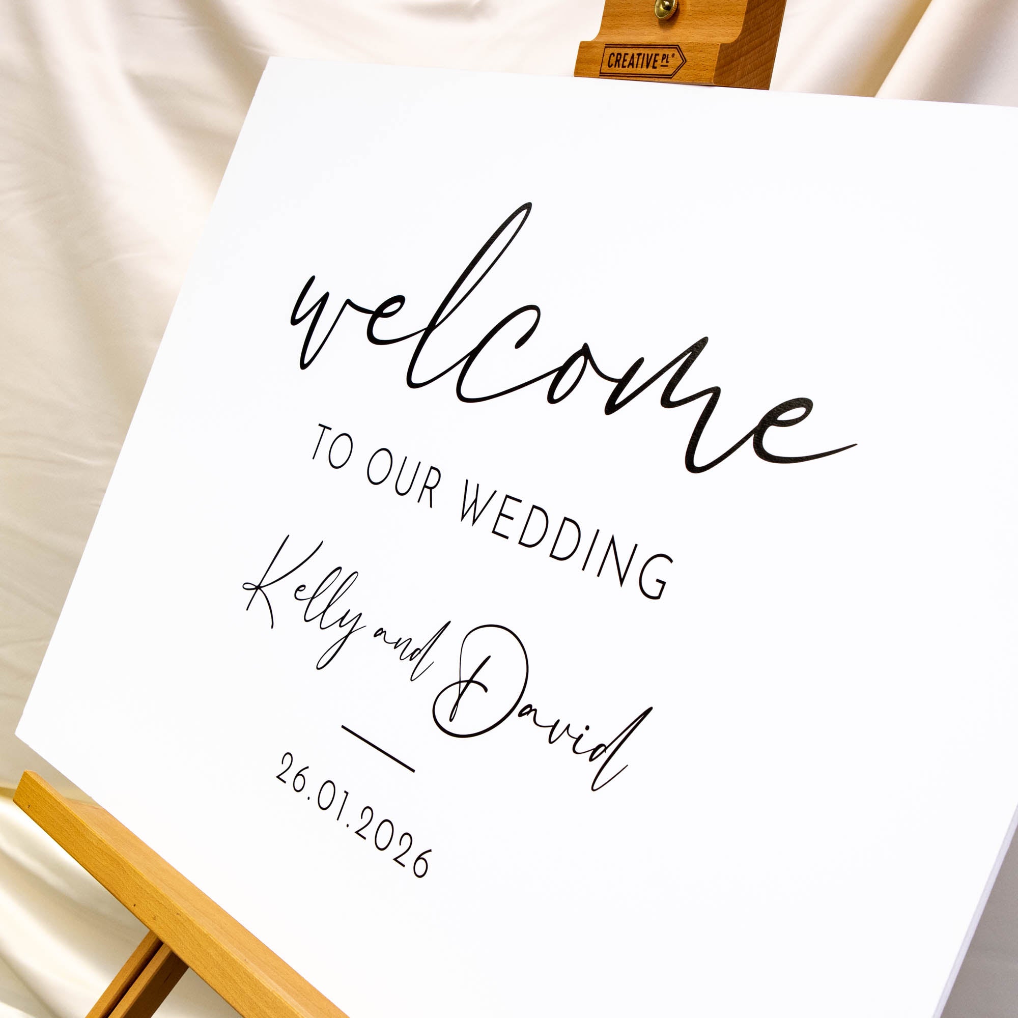 Printed Wedding Welcome sign | White Landscape