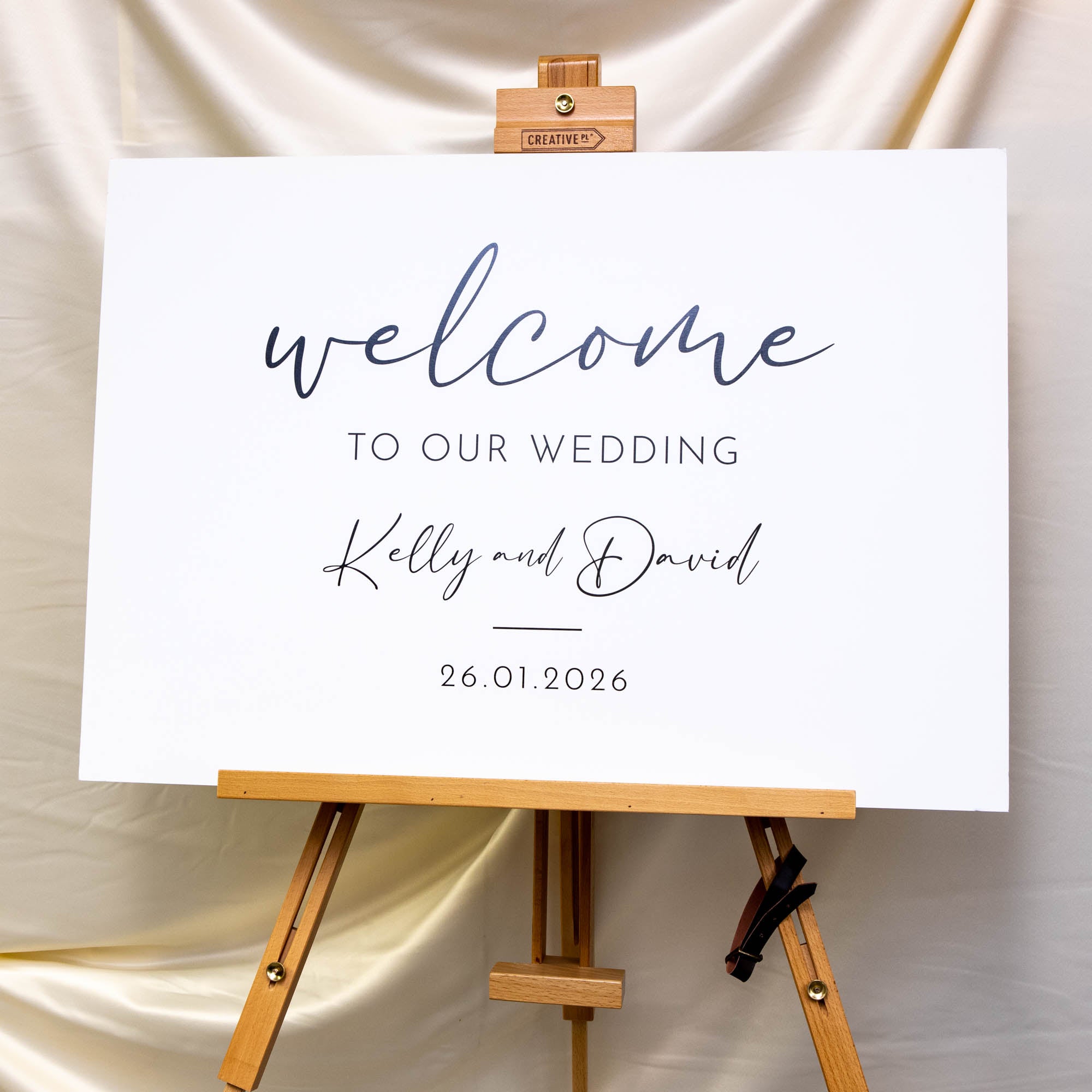 Printed Wedding Welcome sign | White Landscape