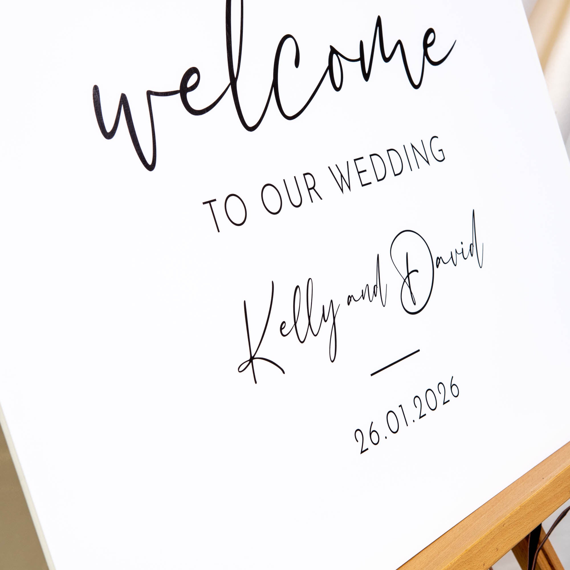 Printed Wedding Welcome sign | White Landscape