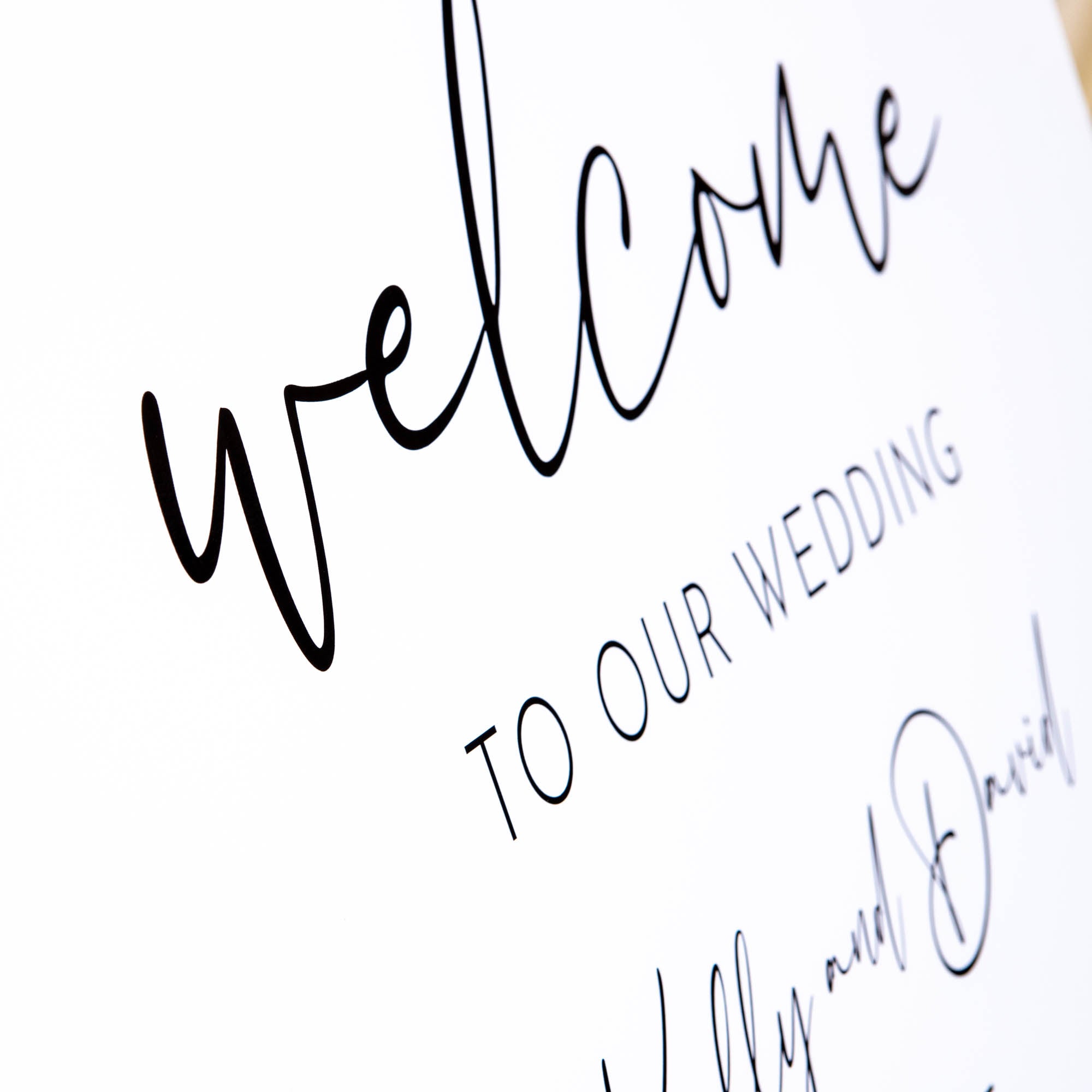 Printed Wedding Welcome sign | White Landscape