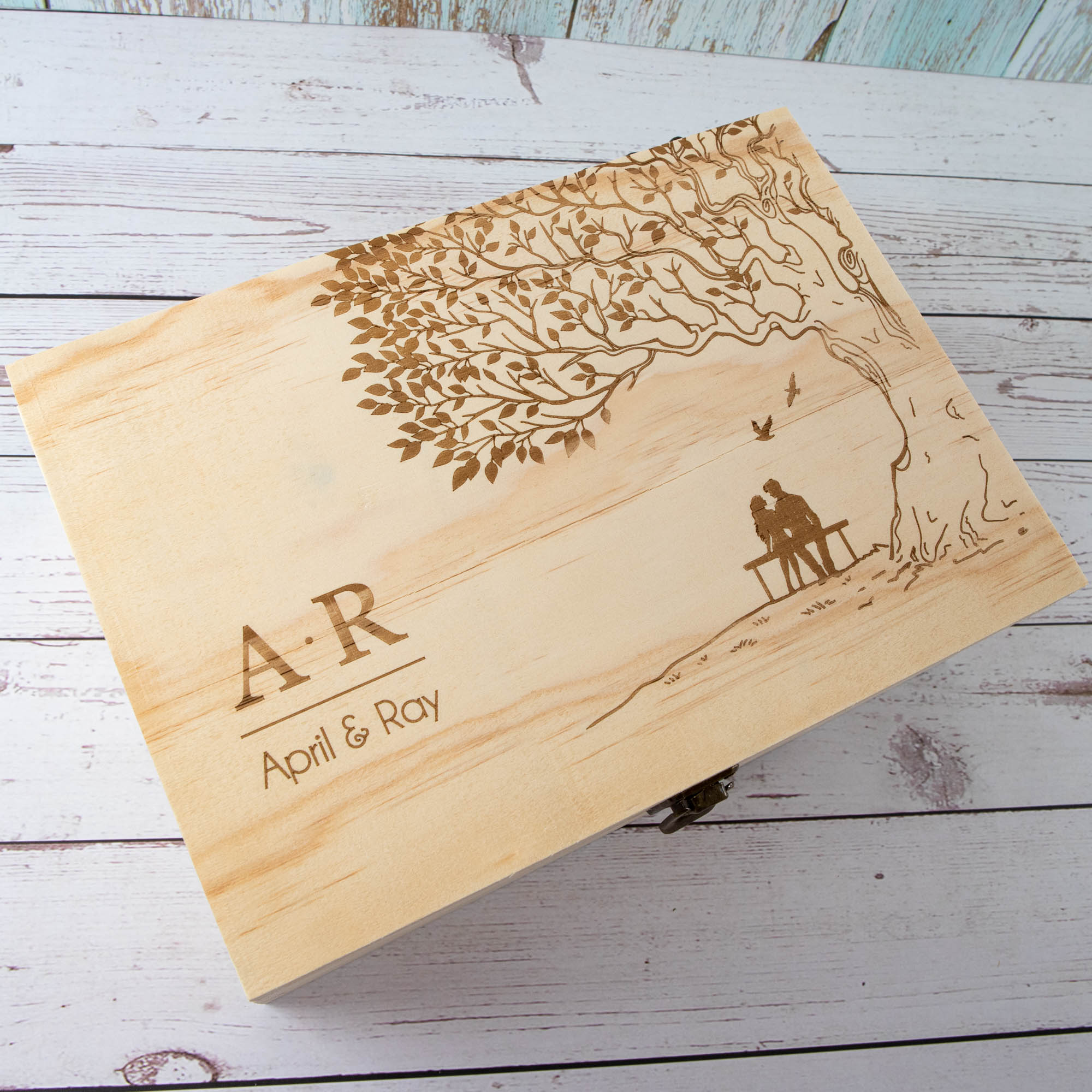 Personalized Wooden Keepsake Box, Laser Engraved, 5th Anniversary Gift