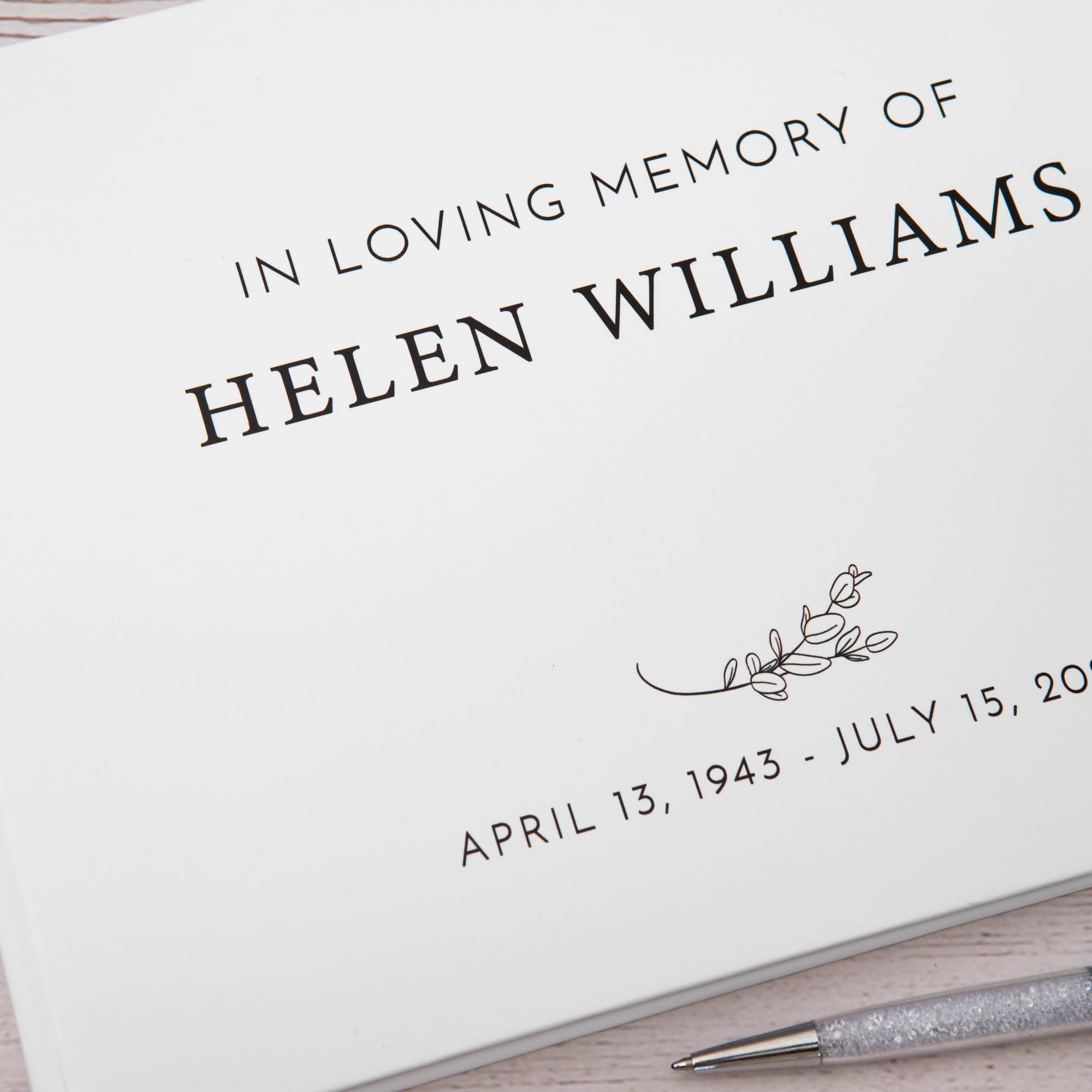 Personalised Remembrance Memorial Guest Book