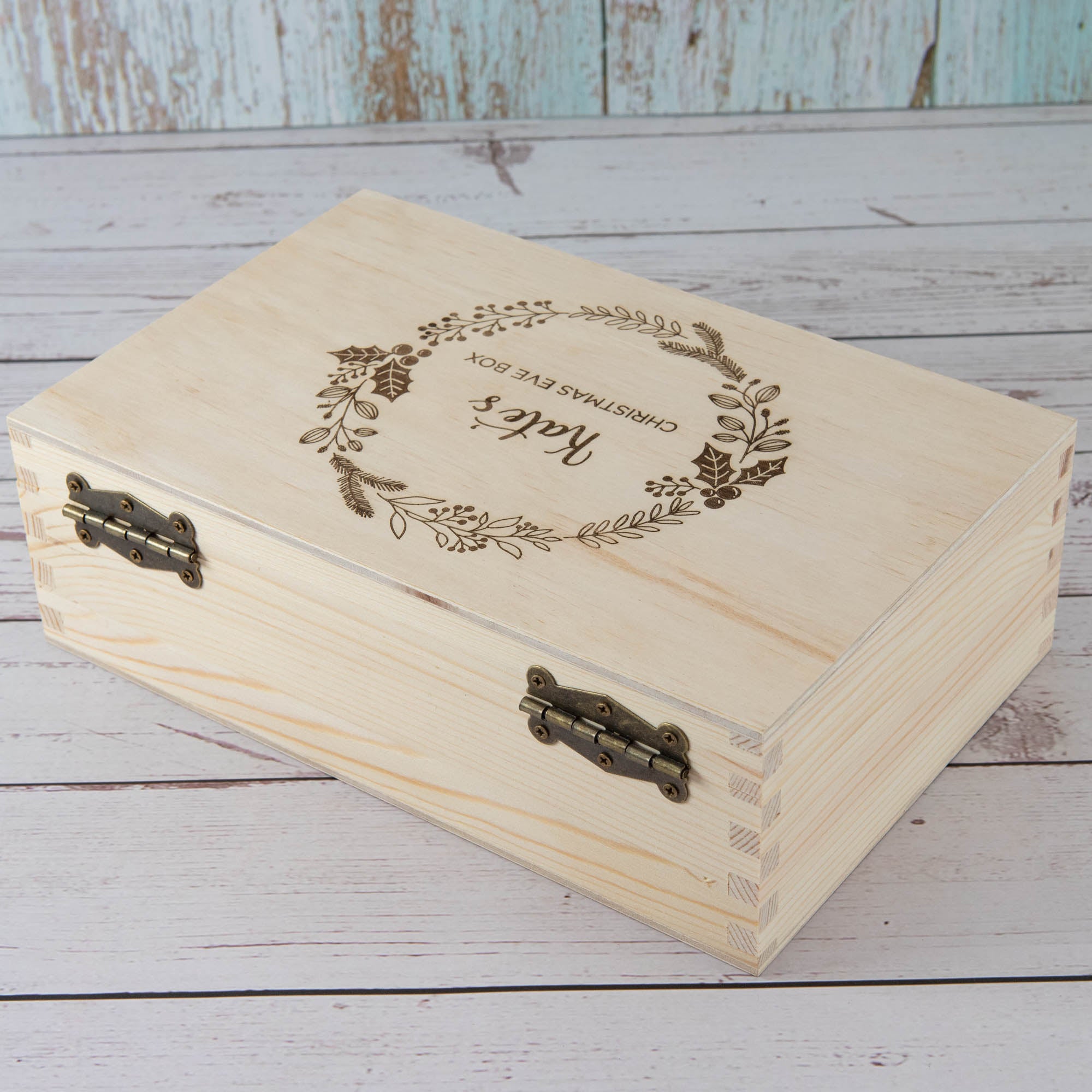 Personalised Christmas Eve box, New year gift Wooden Keepsake box