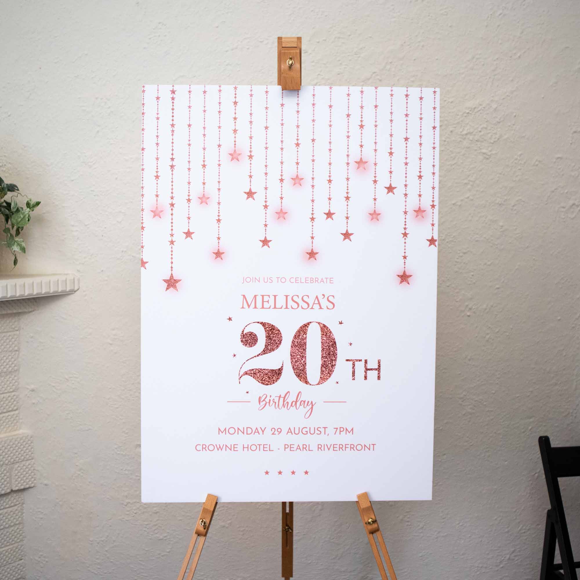 Personalised Birthday Party Welcome Sign | White Portrait