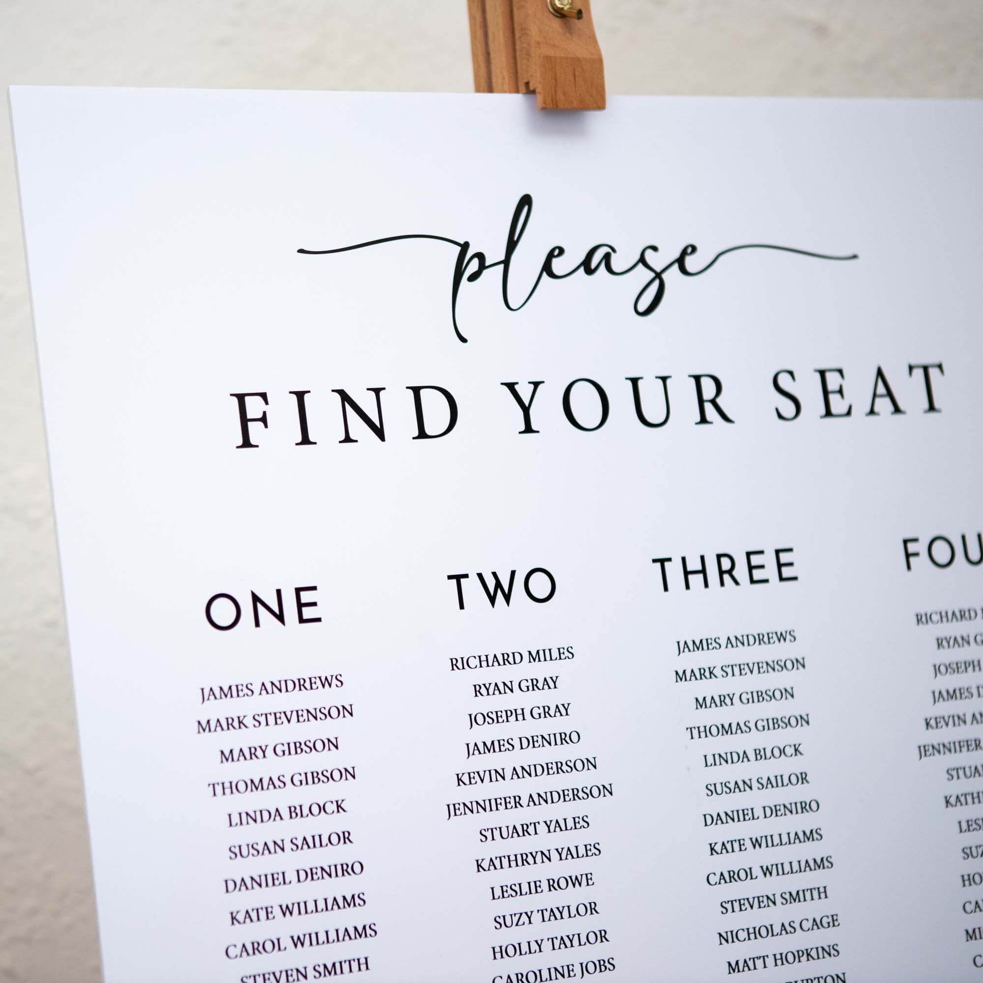 Printed Wedding Seating Chart | White Portrait