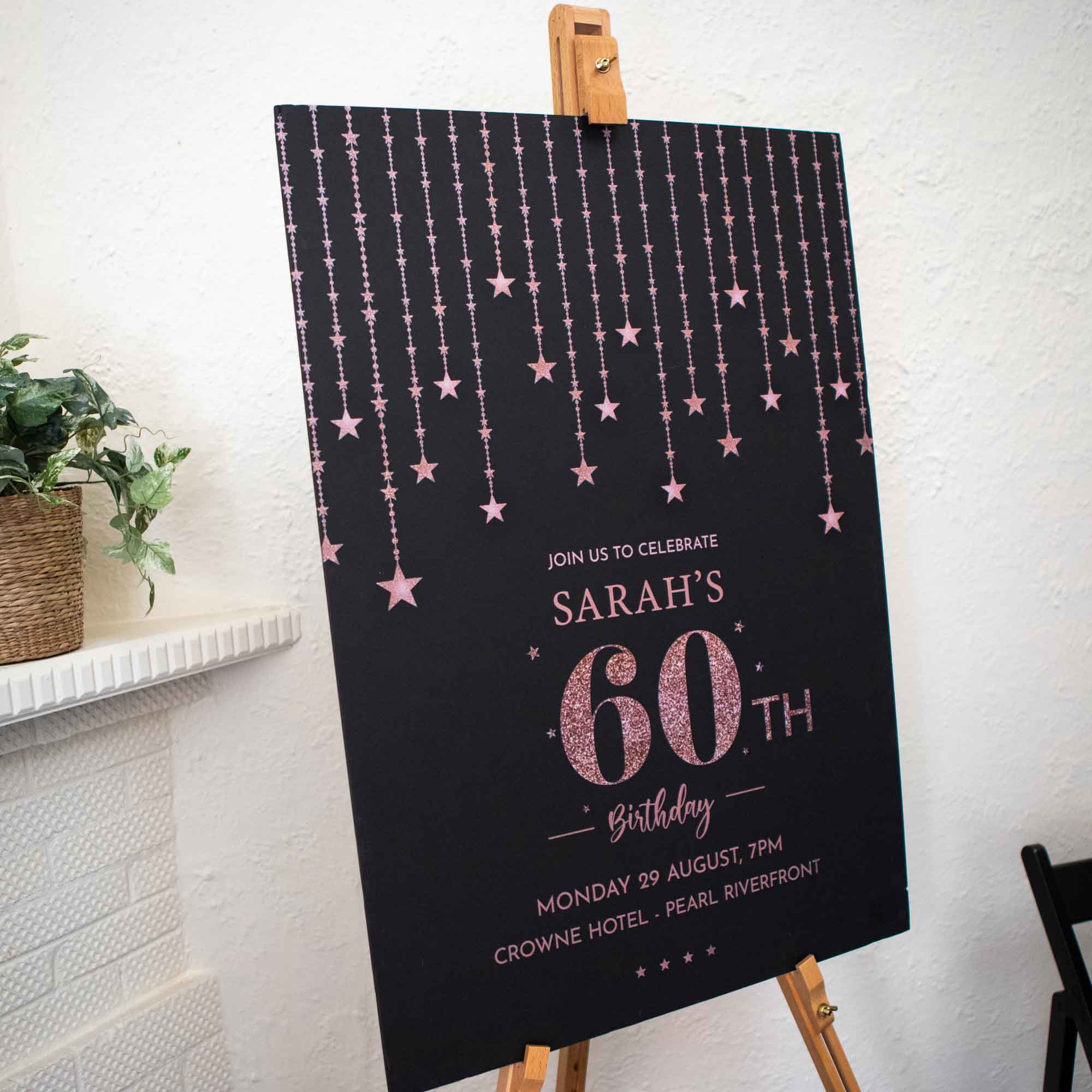 Personalised Birthday Party Welcome Sign | Black Portrait