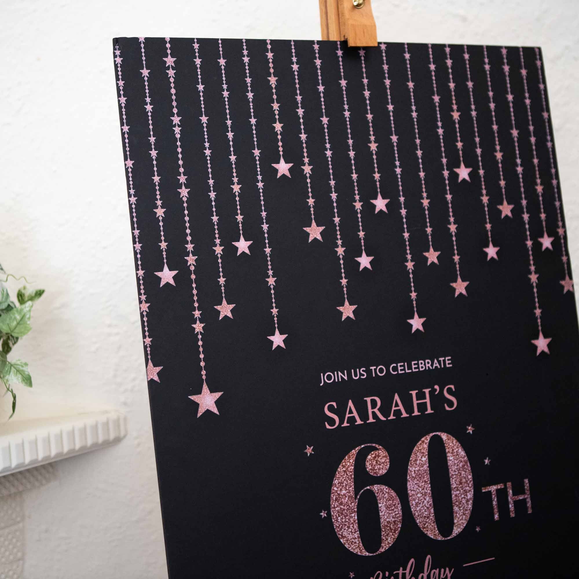 Personalised Birthday Party Welcome Sign | Black Portrait