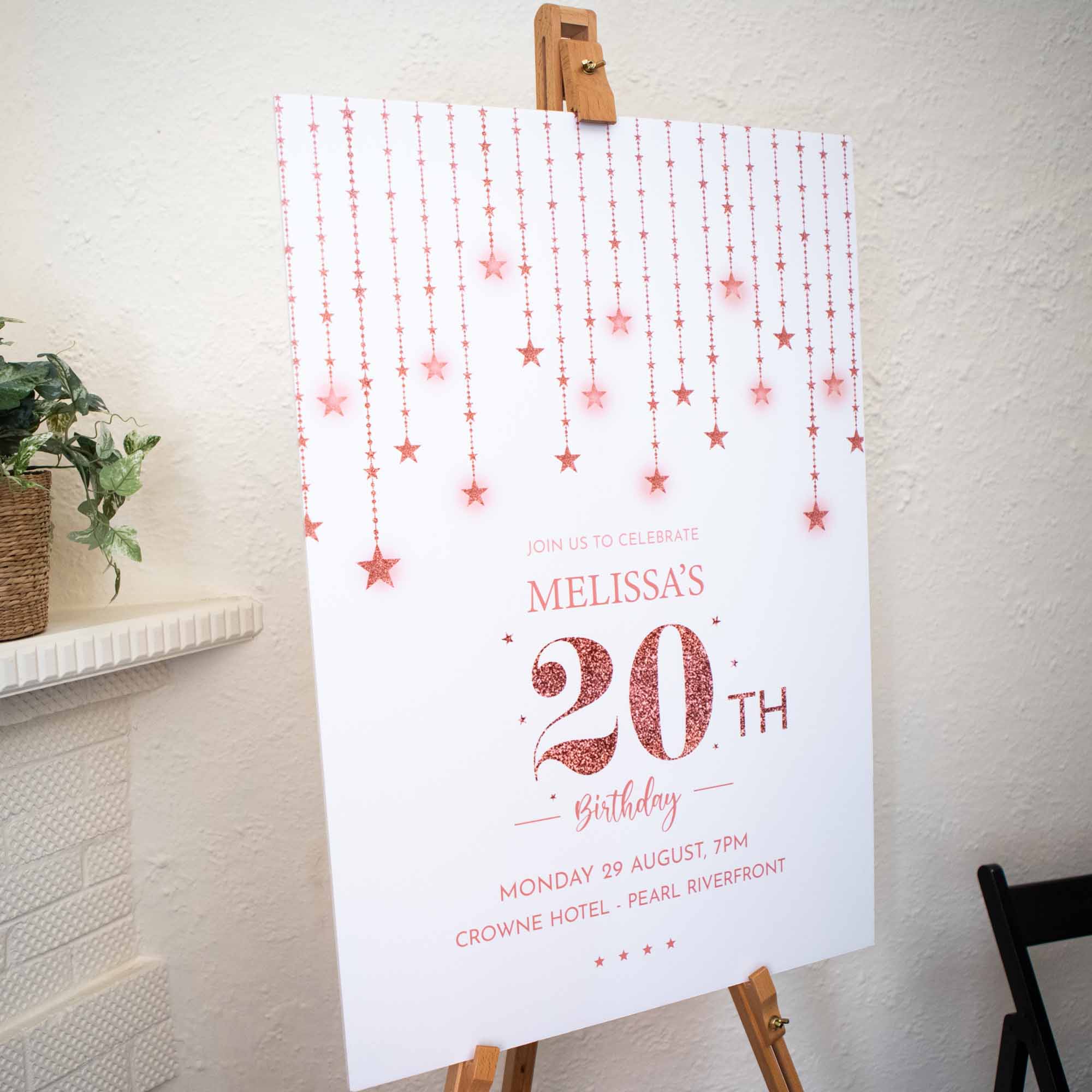 Personalised Birthday Party Welcome Sign | White Portrait