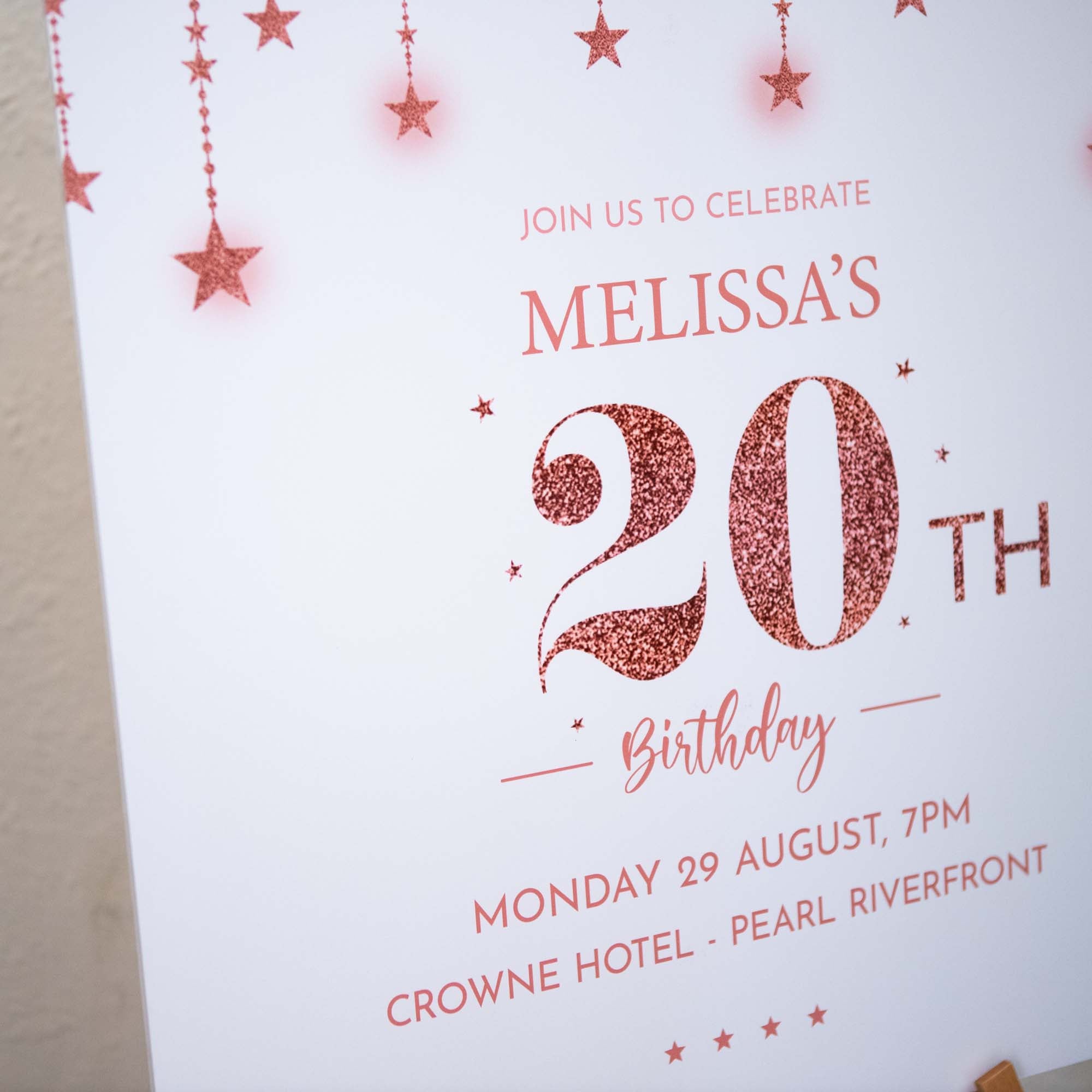 Personalised Birthday Party Welcome Sign | White Portrait