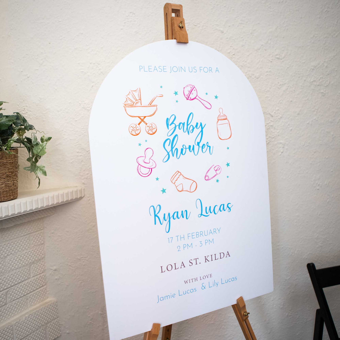 Personalised baby shower welcome board