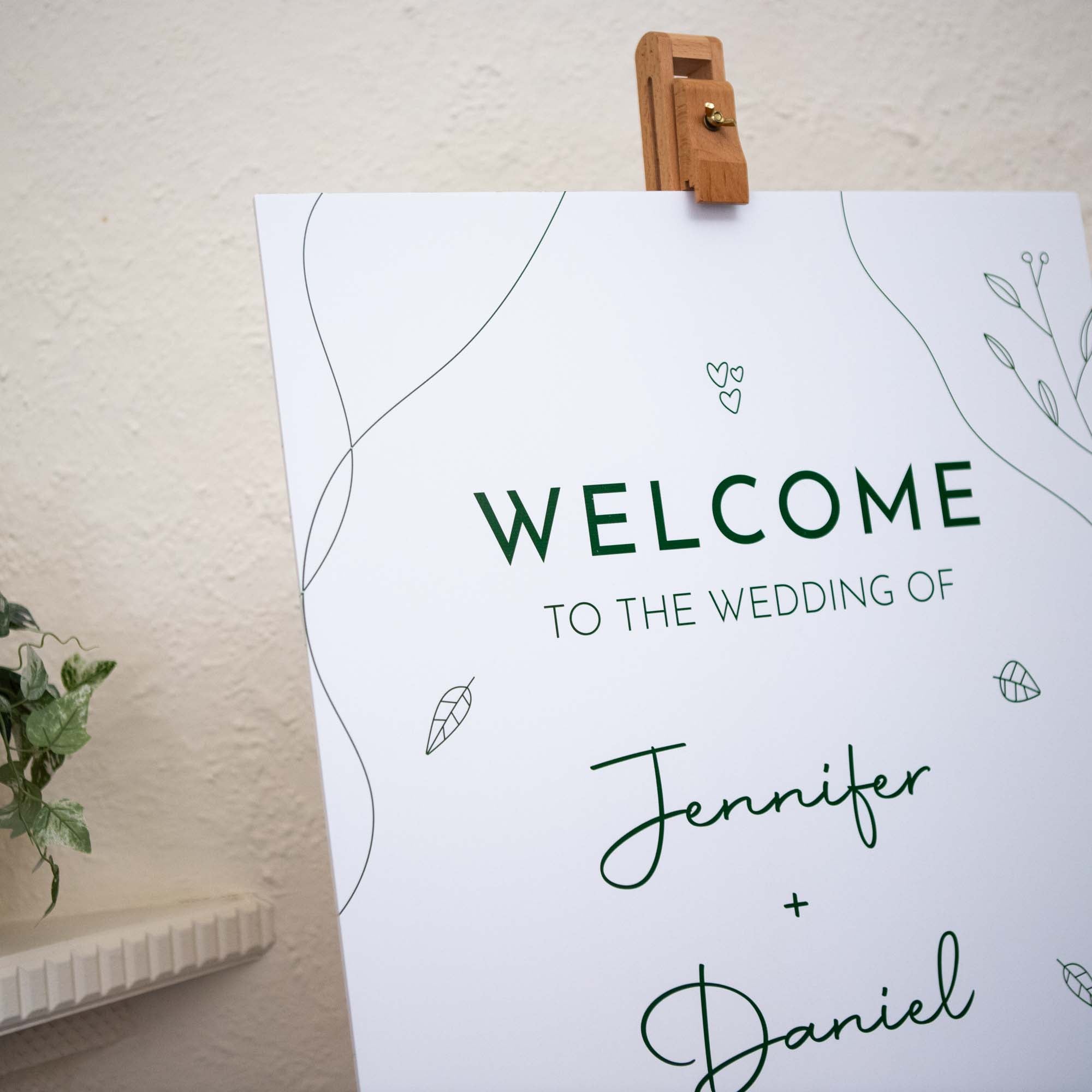 Printed Wedding Welcome sign | White Portrait