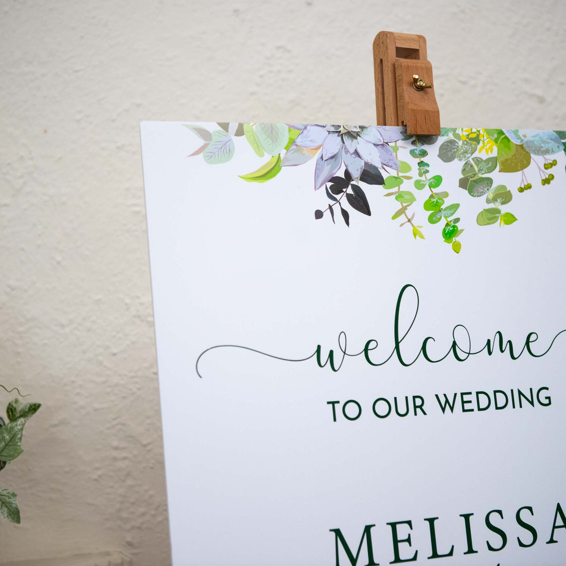 Custom printed engagement sign foam board, Personalised Wedding Welcome sign in White