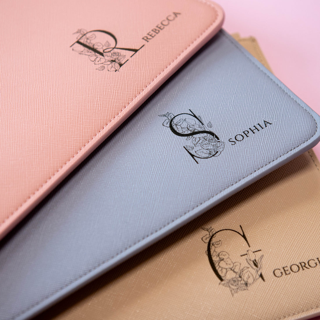 Personalised PU Leather Clutch Bag, Engraved Initial, Bridesmaid Gift