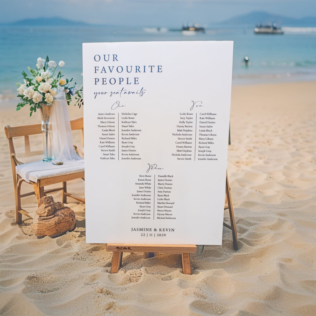 Printed Wedding Seating Chart | White Portrait