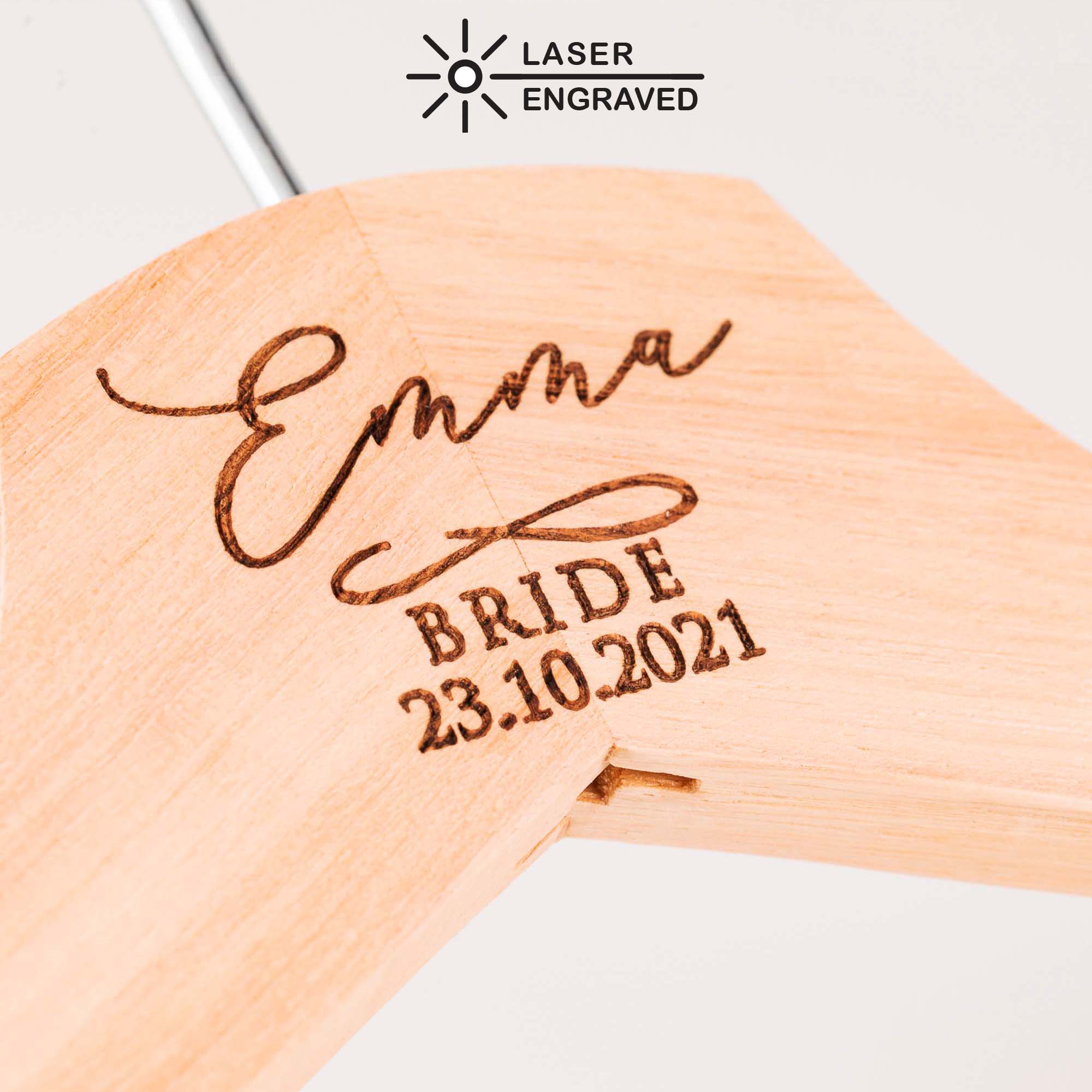 Personalised Laser Engraved Wooden Coat Hanger, Bridesmaid Gift