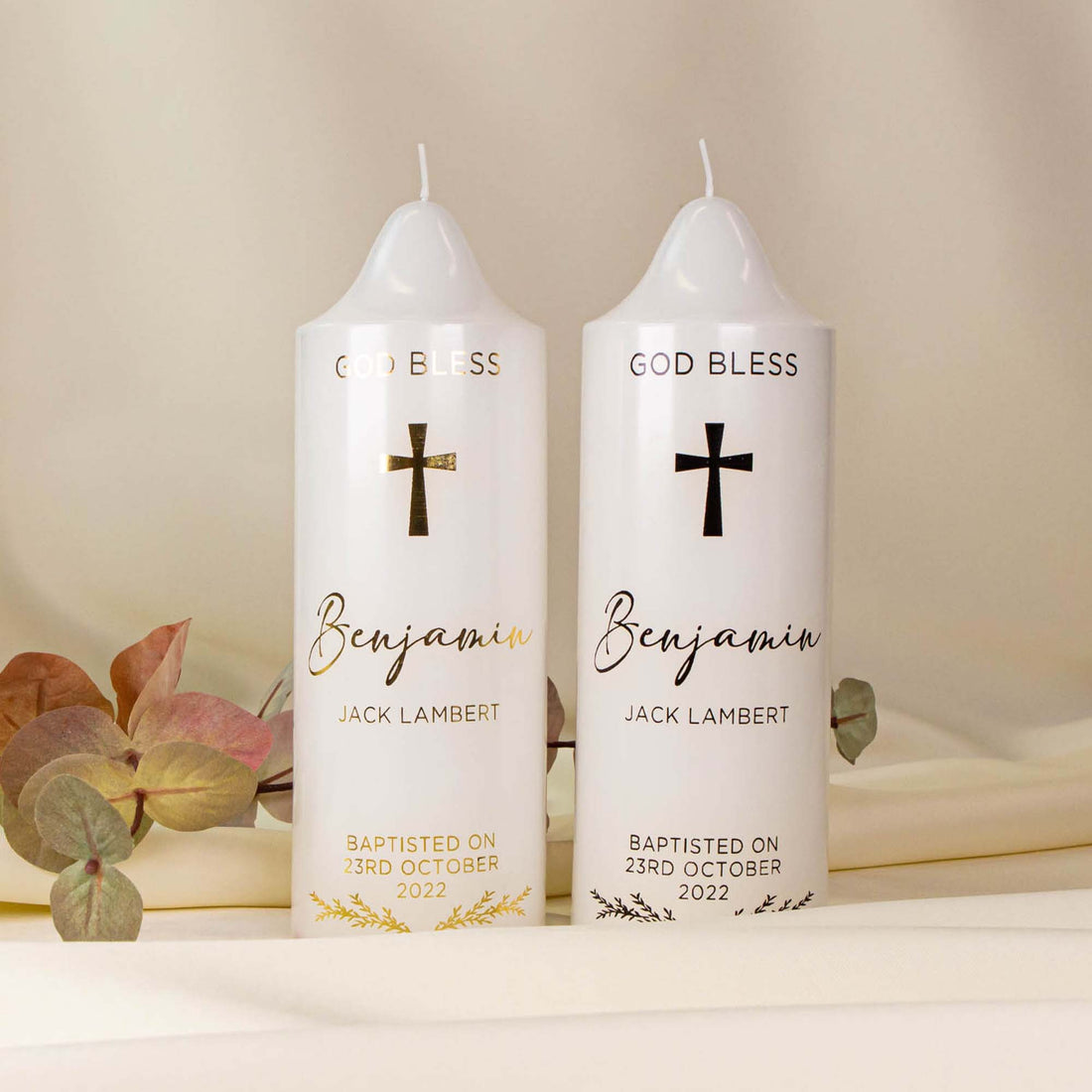 Personalised Gold Foil Candle, Christening Baptism Gift - Younique Gifts Melbourne