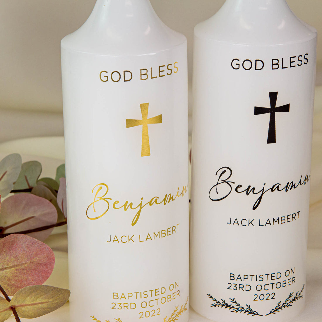 Personalised Gold Foil Candle, Christening Baptism Gift - Younique Gifts Melbourne