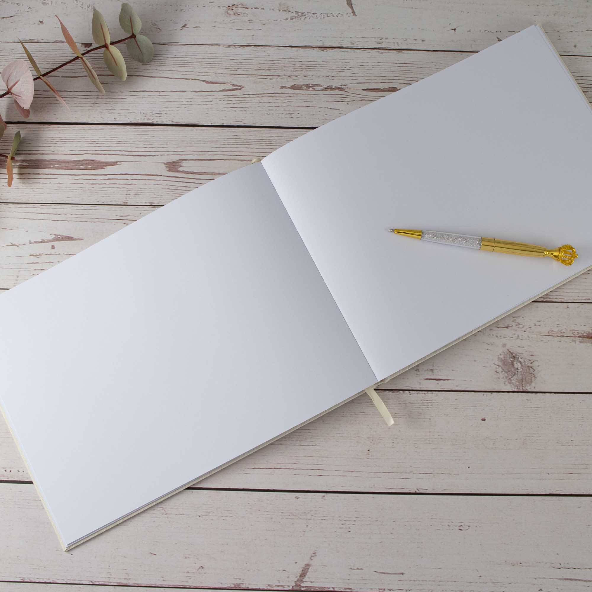 Luxury Personalised Wedding Guest Book – Premium Cover & Gold Texts