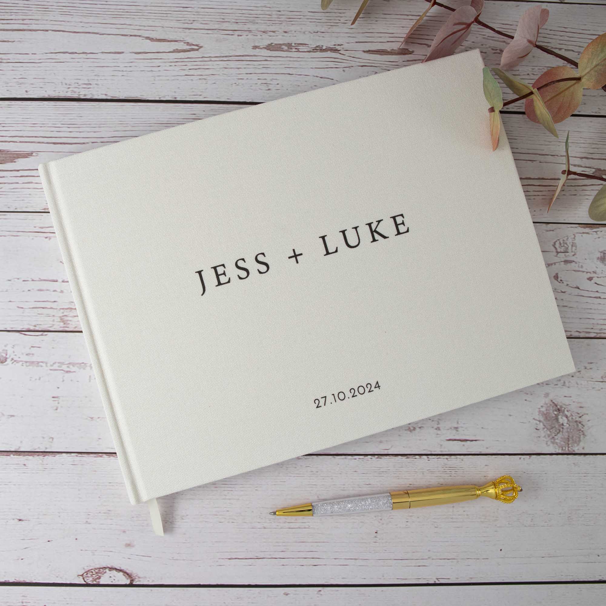 Personalised Wedding Guest Book – Custom Names & Date | Elegant Keepsake