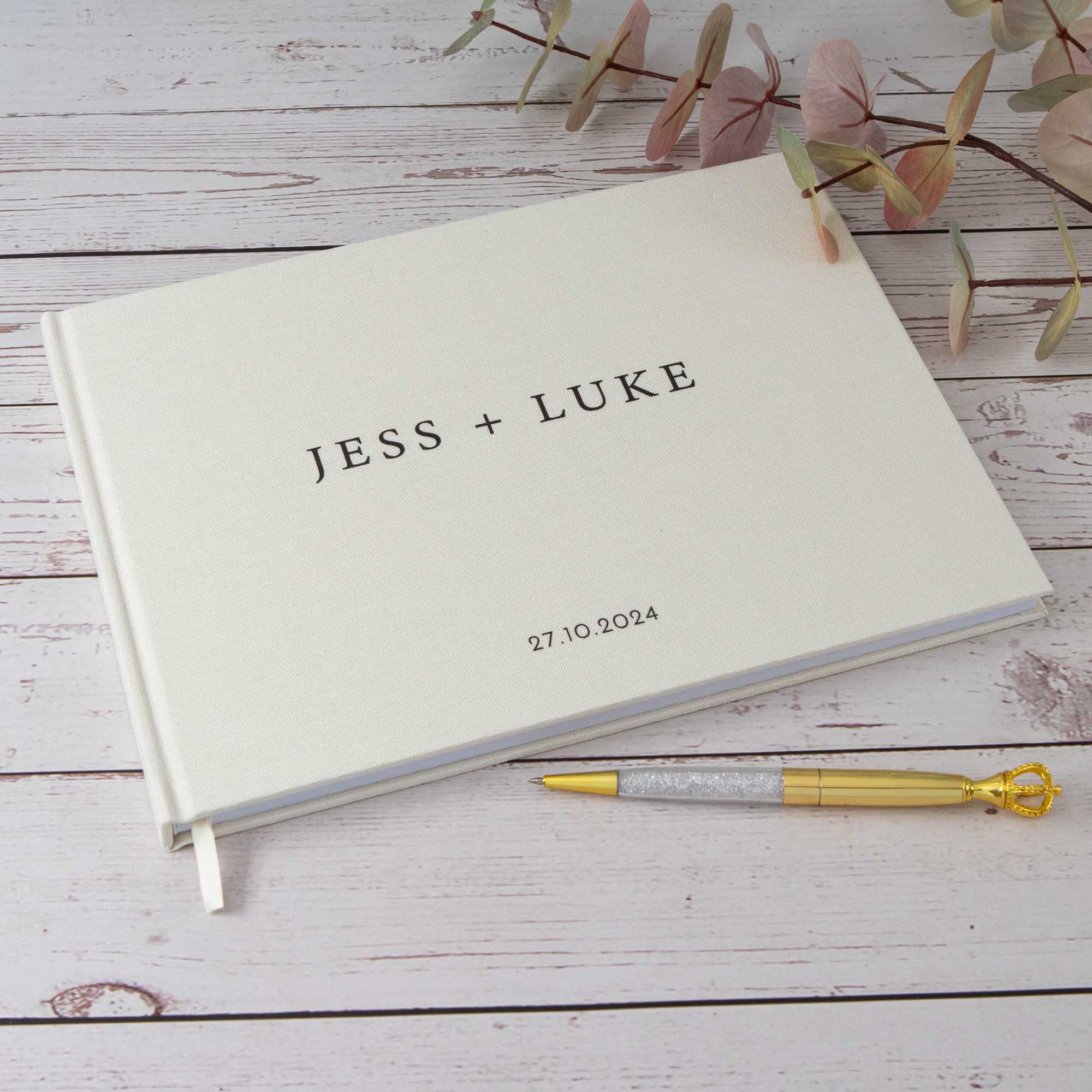 Personalised Wedding Guest Book – Custom Names & Date | Elegant Keepsake