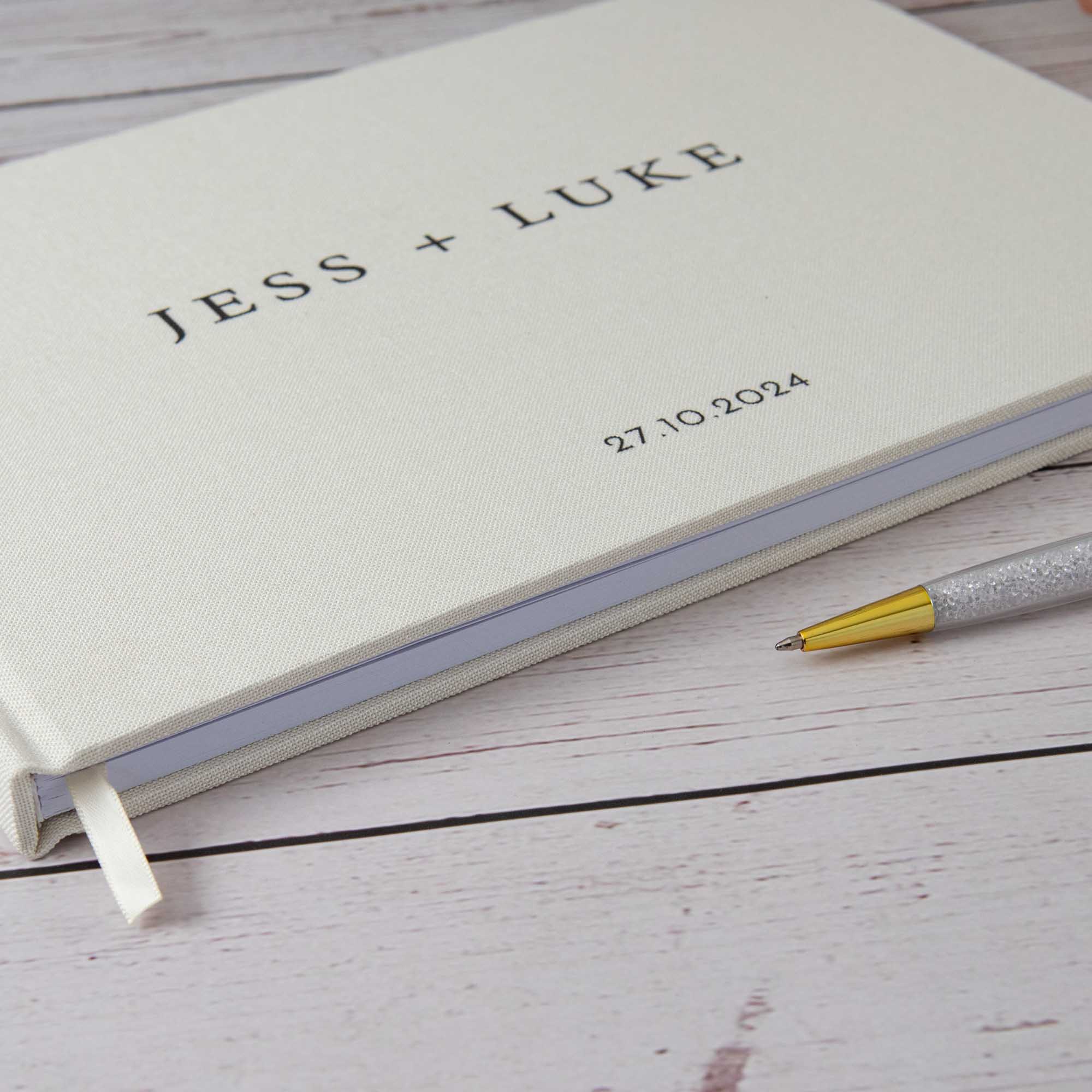 Personalised Wedding Guest Book – Custom Names & Date | Elegant Keepsake