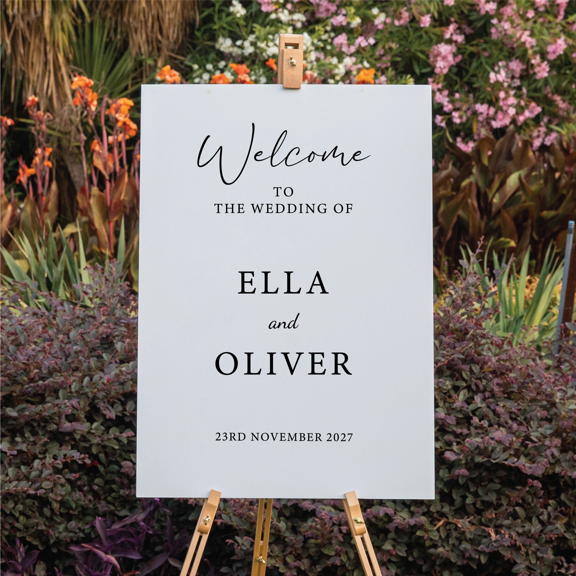 Custom printed Wedding sign foam board, Personalised Wedding Welcome sign in White