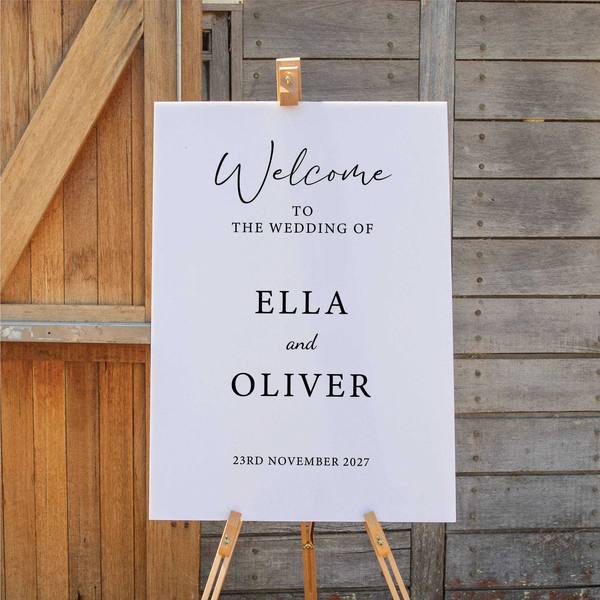 Custom printed Wedding sign foam board, Personalised Wedding Welcome sign in White
