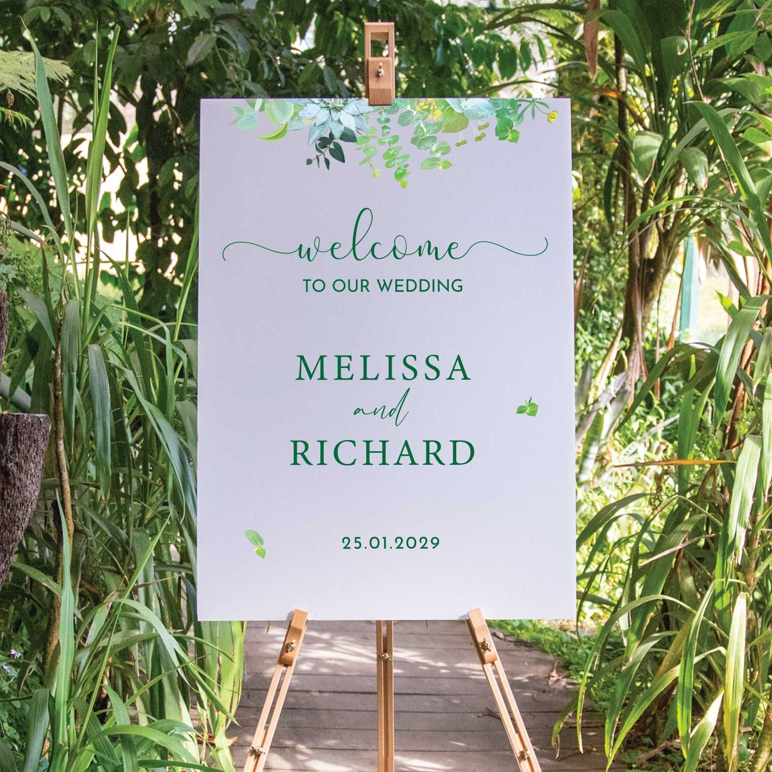 Printed Wedding Welcome sign | White Portrait