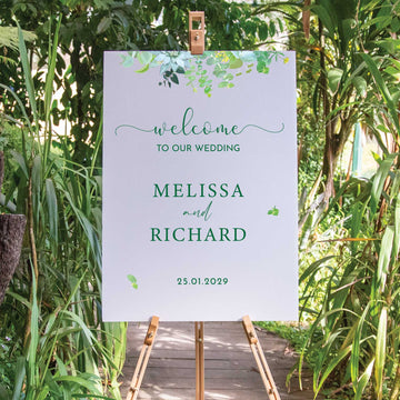 Printed Wedding Welcome sign | White Portrait